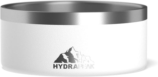 Hydrapeak Dog Bowl; Non Slip Stainless Steel; Water and Food Dish; Large Sized and Small Dogs; 32oz 64oz; Multiple Sizes; 4 Cup | White