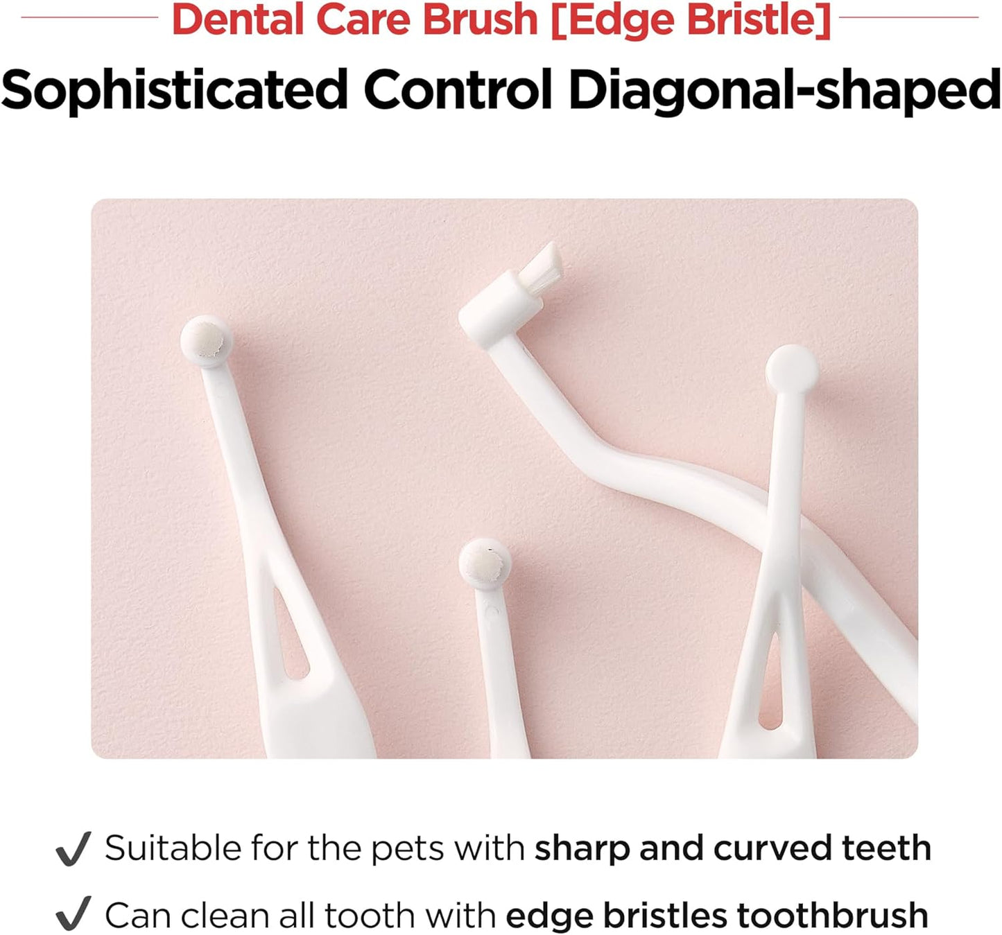 JAYU PET Dental Care Brush (Edge Bristles) 1ea - Micro Round Head Dog Toothbrush, Cat Toothbrush, Dental Care, Perfect for Kitten & Small Breed with End-tuft Diagonal-Shaped Bristle & Easy Grip Handle