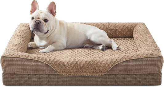 INVENHO Orthopedic Dog Bed Medium Size, Washable Egg-Crate Memory Foam Dog Couch with Washable Removable Cover, Waterproof Lining and Nonskid Bottom