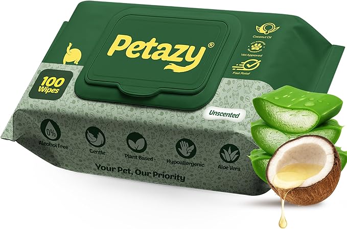 Dog Wipes for Paws and Butt Ears Eyes | Unscented Natural Pet Wipes for Dogs | Hypoallergenic Dog Wipes Cleaning Deodorizing | Extra Thick Plant Based Wipes Dogs Cats Pets | 100 Count