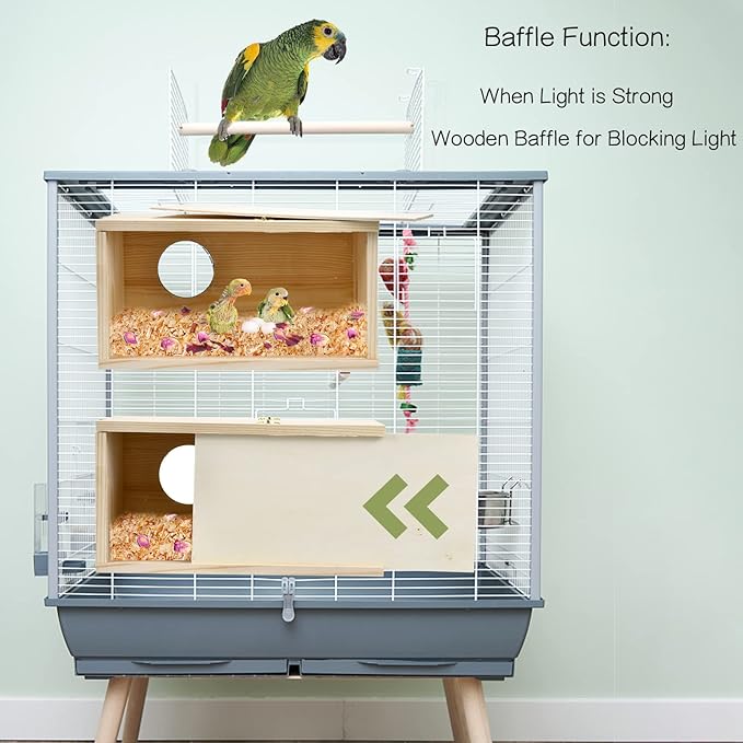 Parakeet Nesting Box Cockatiel Nesting Natural Pine Bird Nest Bird Breeding Box House Acrylic Transparent Bird Box with Detachable Wooden Board for Lovebirds Cockatiel Budgie Conure Parrot S