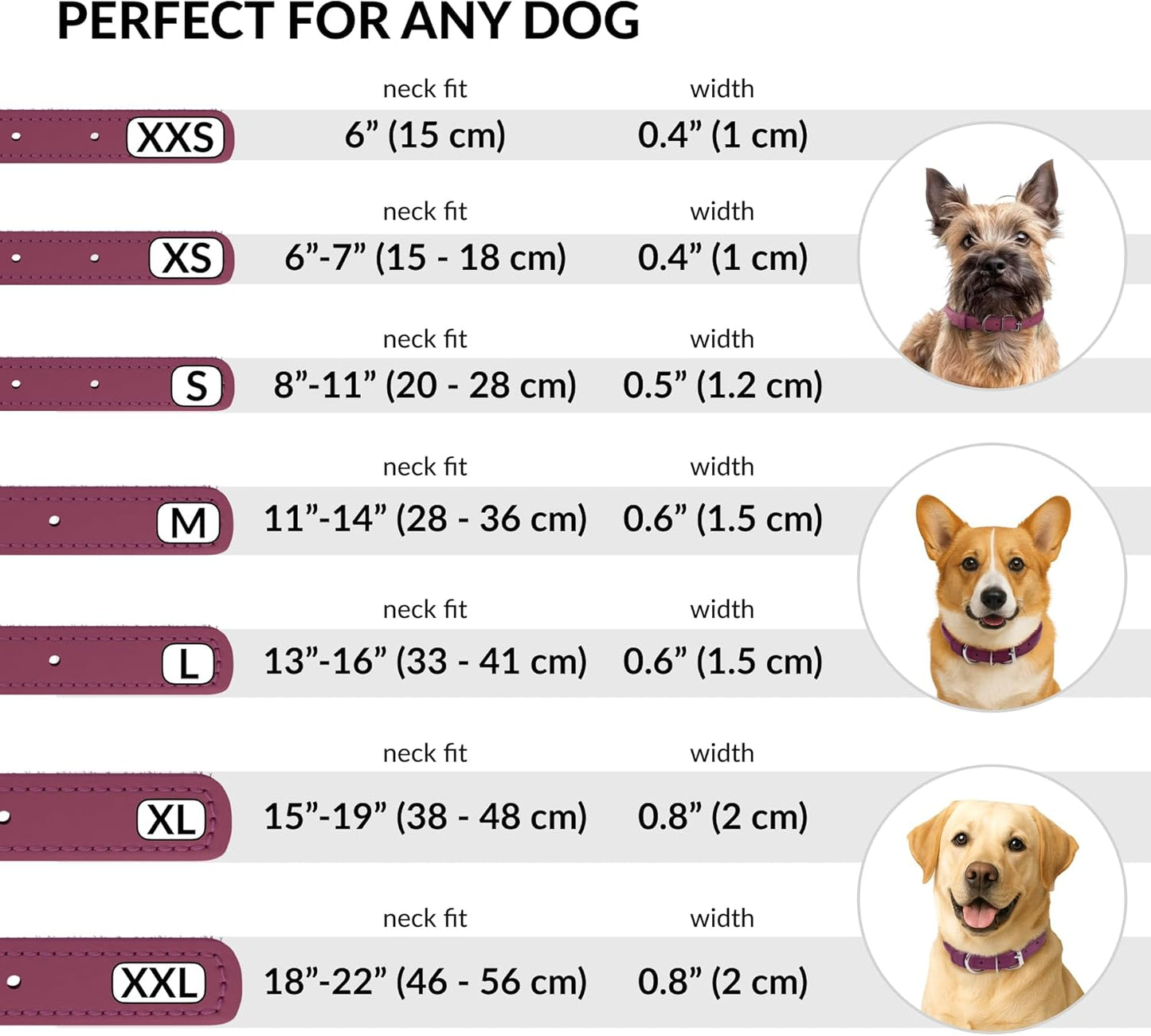 CollarDirect Rolled Leather Dog Collar, Soft Padded Round Puppy Collar, Handmade Genuine Leather Collar Dog Small Large Cat Collars 13 Colors (13-16 Inch, Pink Smooth)