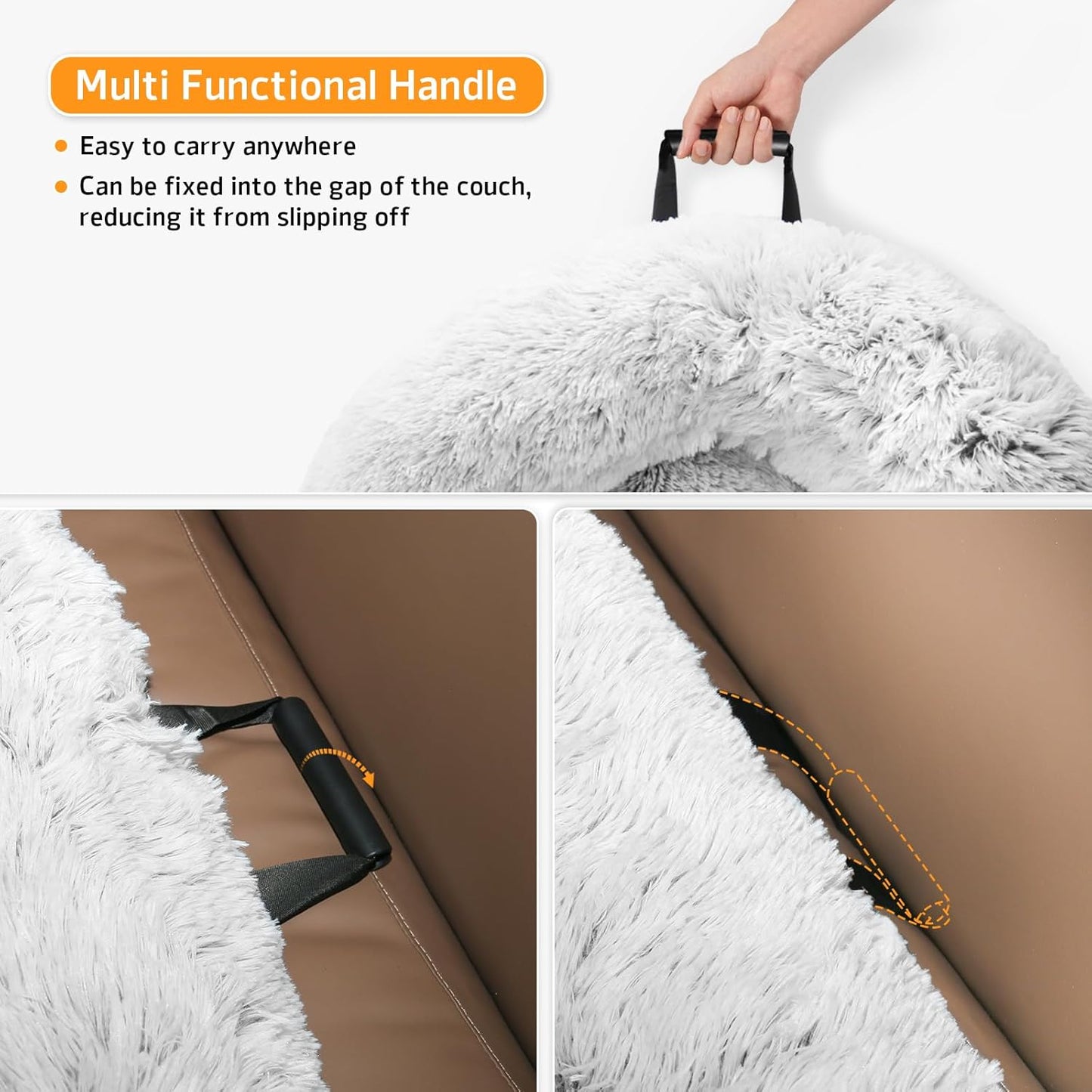 Calming Dog Bed Fluffy Plush Dog Mat for Furniture Protector with Removable Washable Cover for Large Medium Small Dogs and Cats (Small(35x31x5), Light Grey)