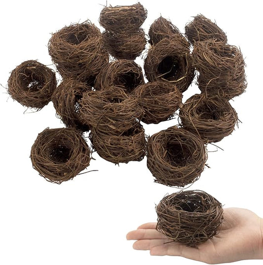 Exasinine 18 Pcs 3'' Mini Artificial Bird Nest for Crafts, Easter, Party, Wedding, Patio Garden, Succulent Planter, Moss Landscape, DIY Terrarium (3 Inches)