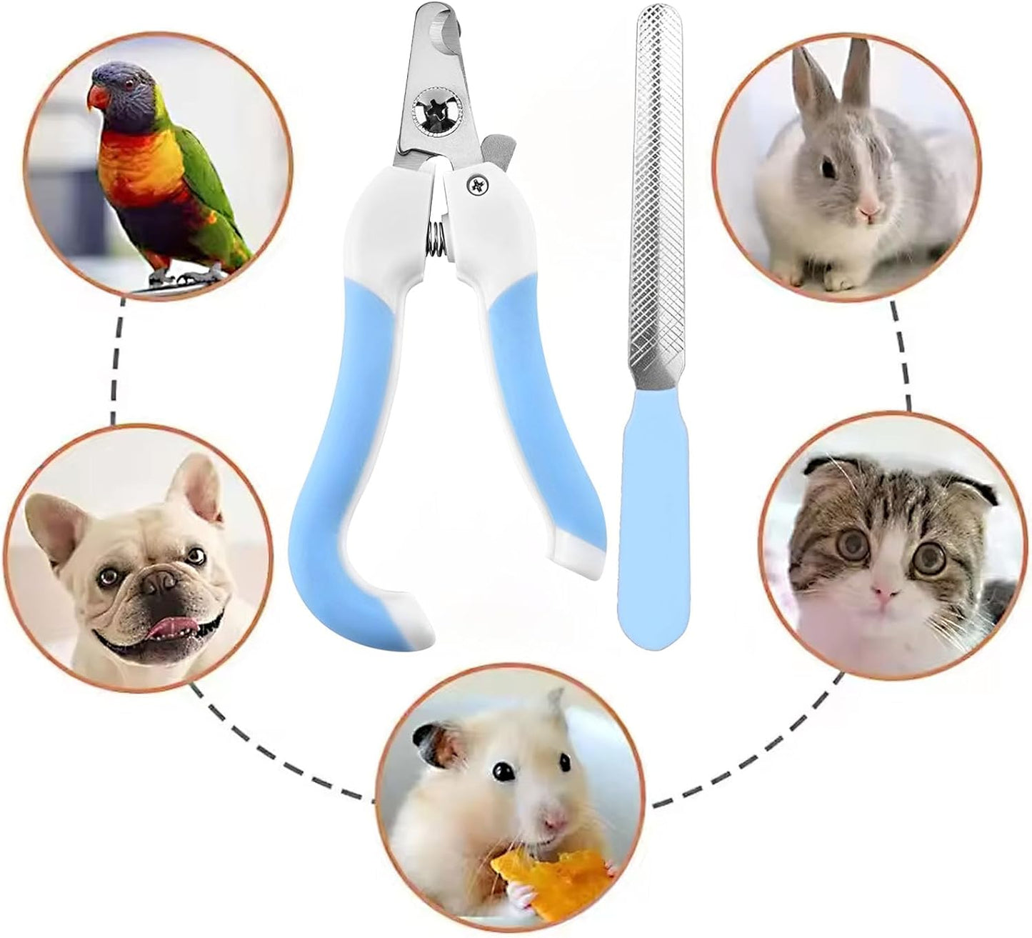 Cat Nail Clippers for Beginners and Groomers - Durable pet Trimmer - Supplies with Safety Guard, Avoid Overcutting - Grooming Tool for Small Animals Tiny Dog Indoor Cat Bunny Rabbit Bird Kitten(Blue)
