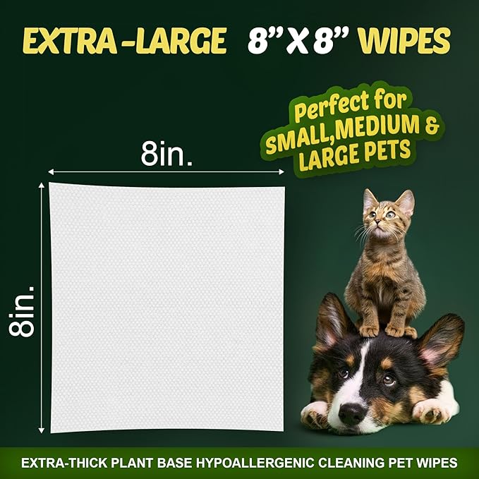 Dog Wipes for Paws and Butt Ears Eyes | Unscented Natural Pet Wipes for Dogs | Hypoallergenic Dog Wipes Cleaning Deodorizing | Extra Thick Plant Based Wipes Dogs Cats Pets | 100 Count