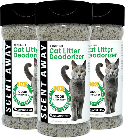 Cat Litter Deodorizer | Litter Box Odor Eliminator | Fragrance-Free with Active Carbon | Eliminates Cat Odors and Smells to Keep Your Home Fresh and Clean (Pack of 3)