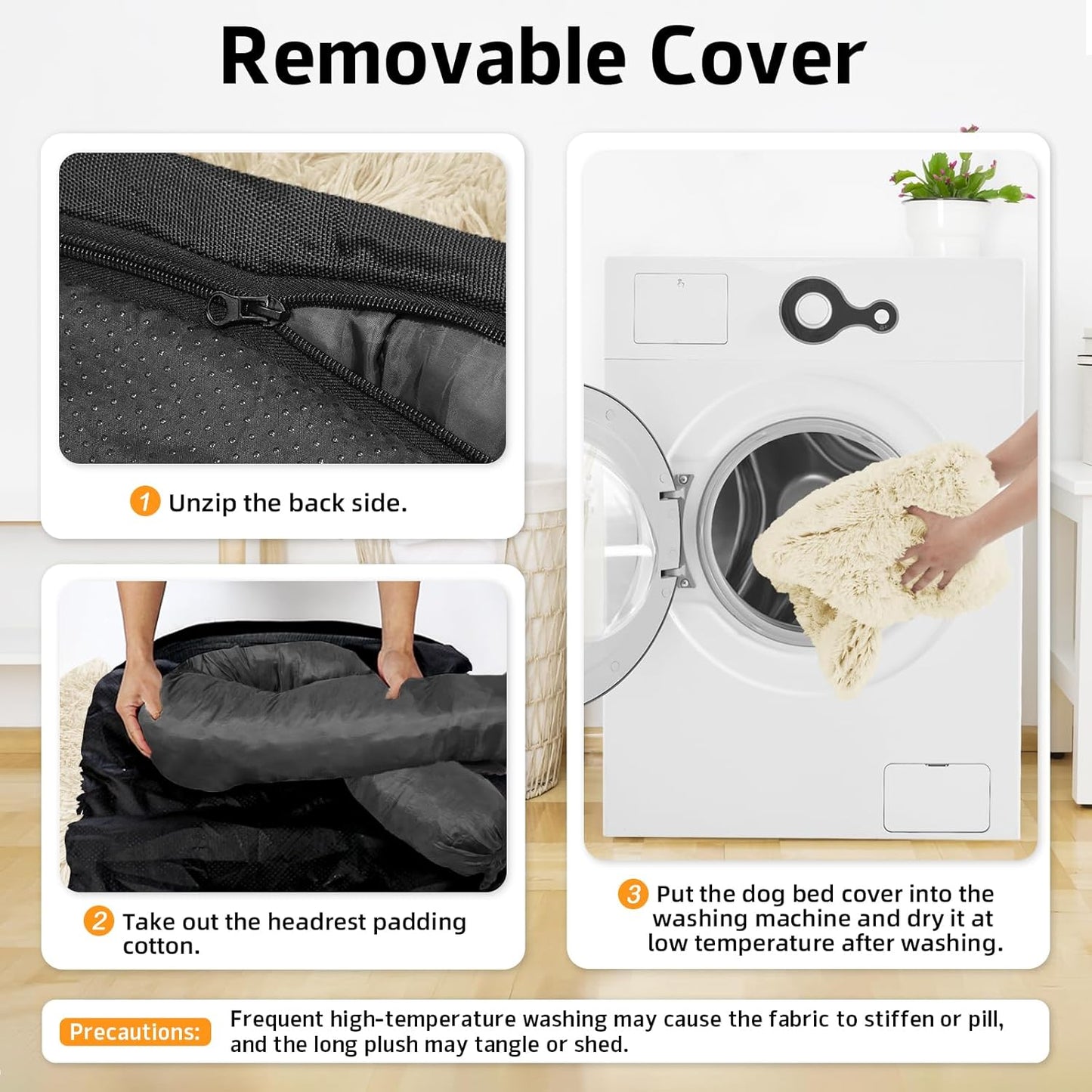 Calming Dog Bed Fluffy Plush Dog Mat for Furniture Protector with Removable Washable Cover for Large Medium Small Dogs and Cats (Extra Large (53x39.3x6), Beige)