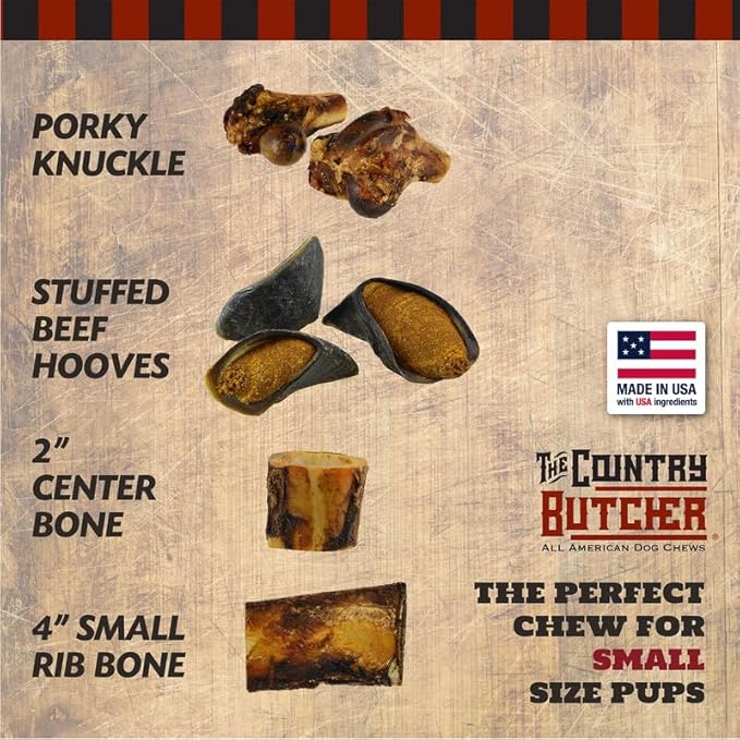 Pork Knuckle Dog Bones for Small to Medium Breed Dog Treat, Natural, Tough, Chew Toy, Made in The USA, 4 Count