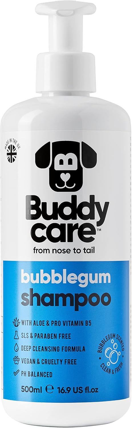 Bubblegum Dog Shampoo by Buddycare | Dry Skin & Itchy Skin Relief for Smelly Dogs | Deep Cleansing Shampoo for Dogs Puppy Sensitive Skin | Dog Shampoo & Conditioner | with Aloe & Vitamin B5 (16.90oz)