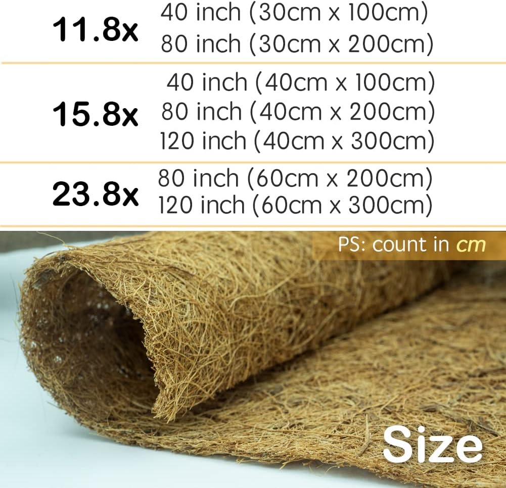 Coco Coir Liner, Yarrdfir 16x120 inch Natural Coconut Liners for planters Flower Basket, Natural Coconut Fiber mat, Garden Decoration, Animal pet pad, Reptile Carpet, Snow Mat