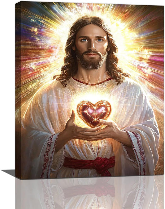 Christian Jesus Wall Art Religion Canvas Wall Decor Prints Framed Painting Jesus Pictures Gifts Artwork for Bathroom Living Dining Church 16"x20"