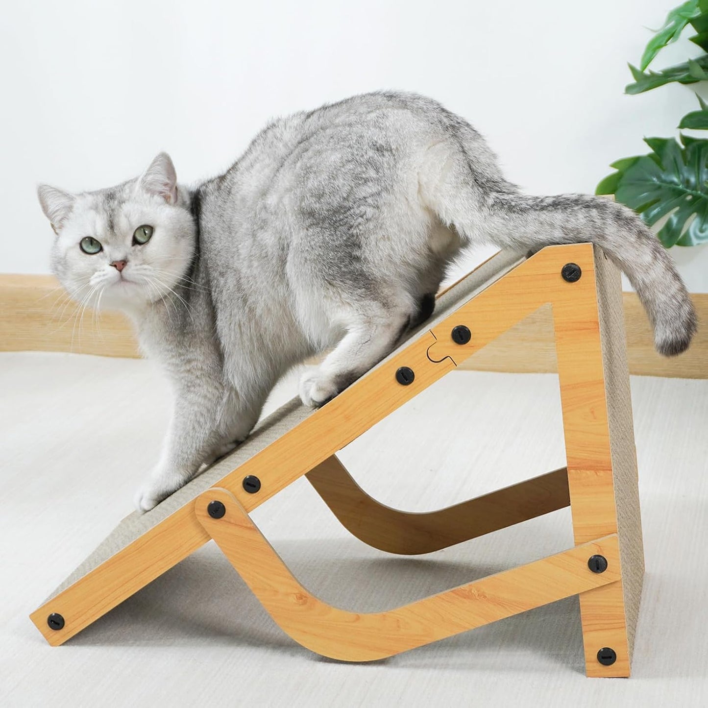 Cat Scratcher, Ramp L Shape Cat Scratch Pad, Cardboard Cat Scratchers for Indoor Cats, Sloped Cat Scratching Board