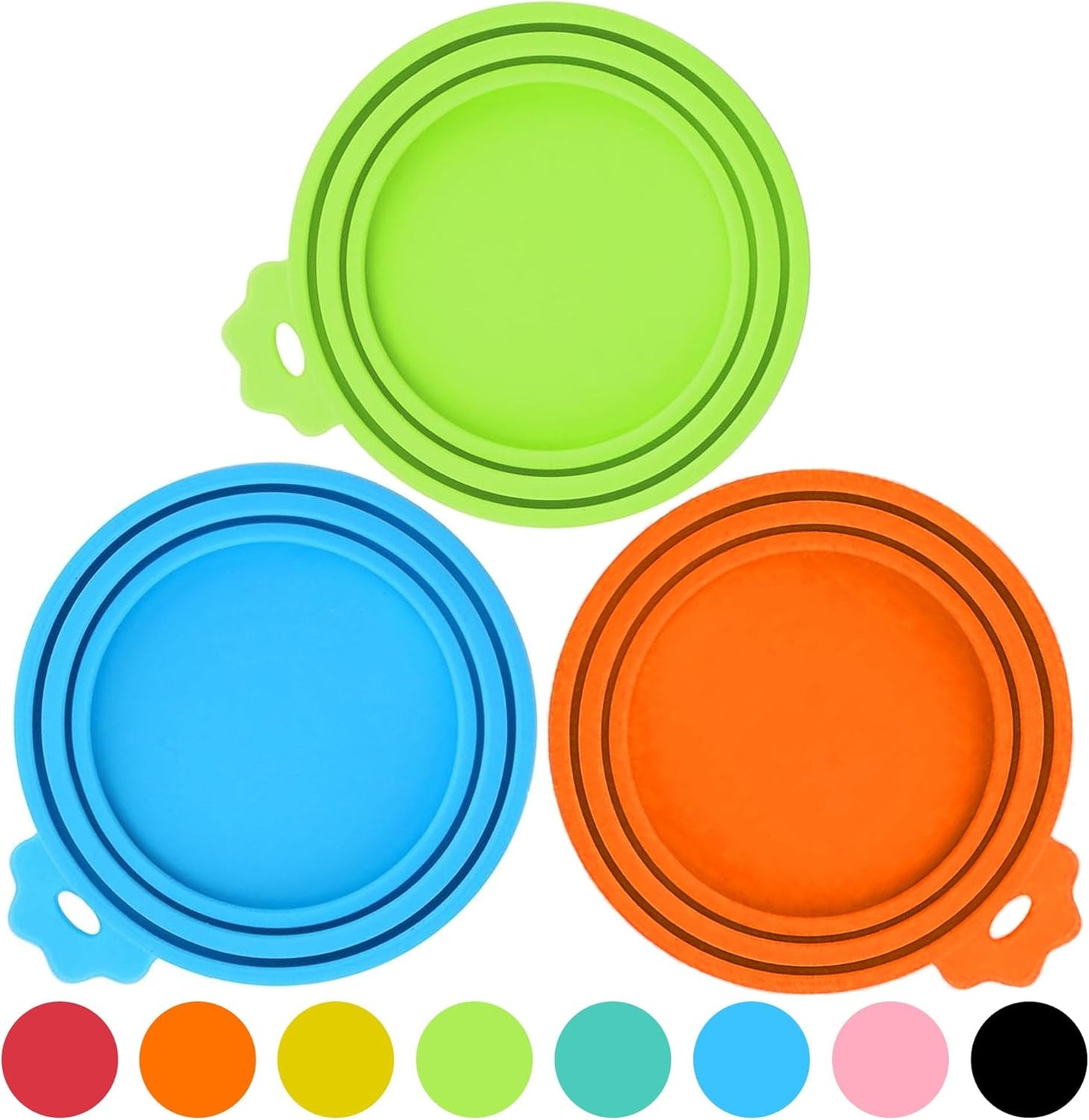 3 Pack Pet Food Can Covers, Silicone Universal Can Lids for Dog & Cat Food, BPA Free, One Fit Most Standard Size Can Lids Top Blue/Green/Orange