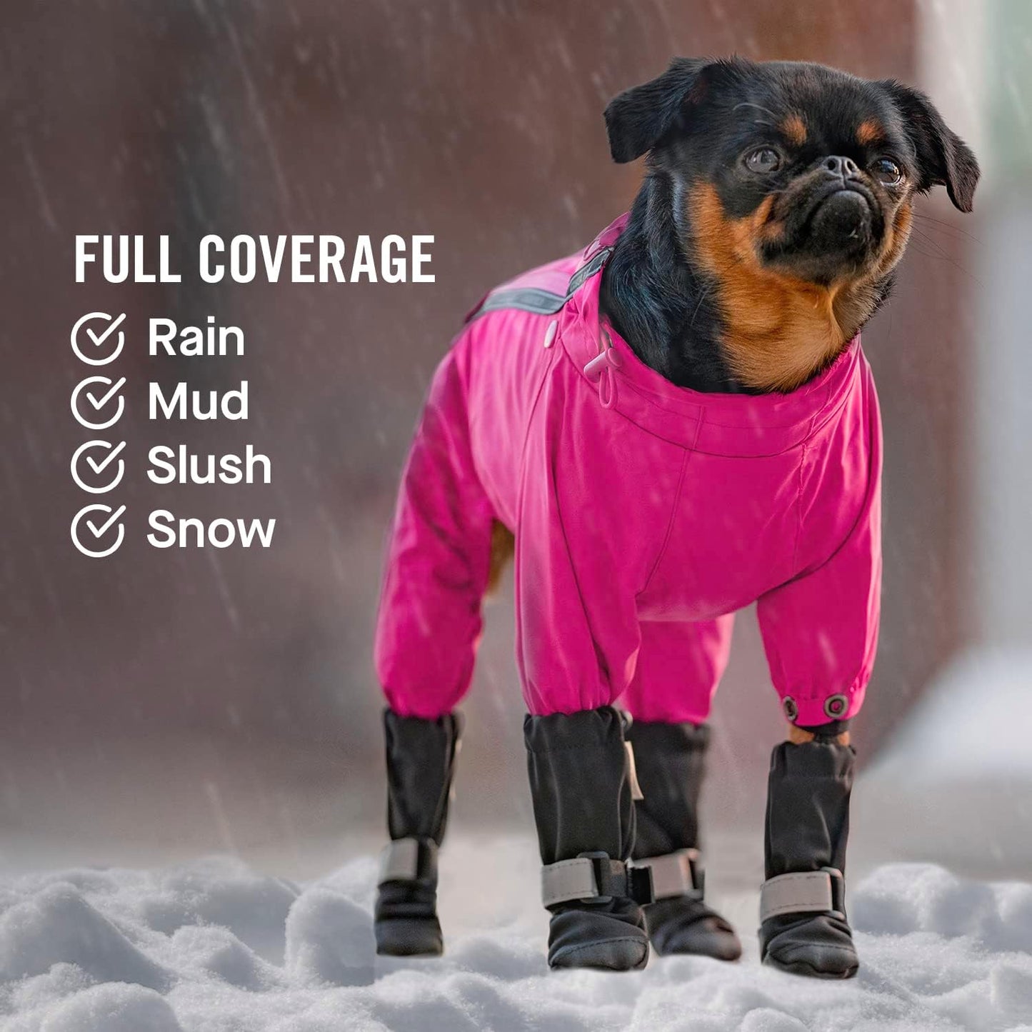 Canada Pooch Dog Winter Boots - Paw Protection, Anti-Slip Dog Shoes with Reflective Strap, Easy On for Small Medium Large Dog Booties - Black, Size 5