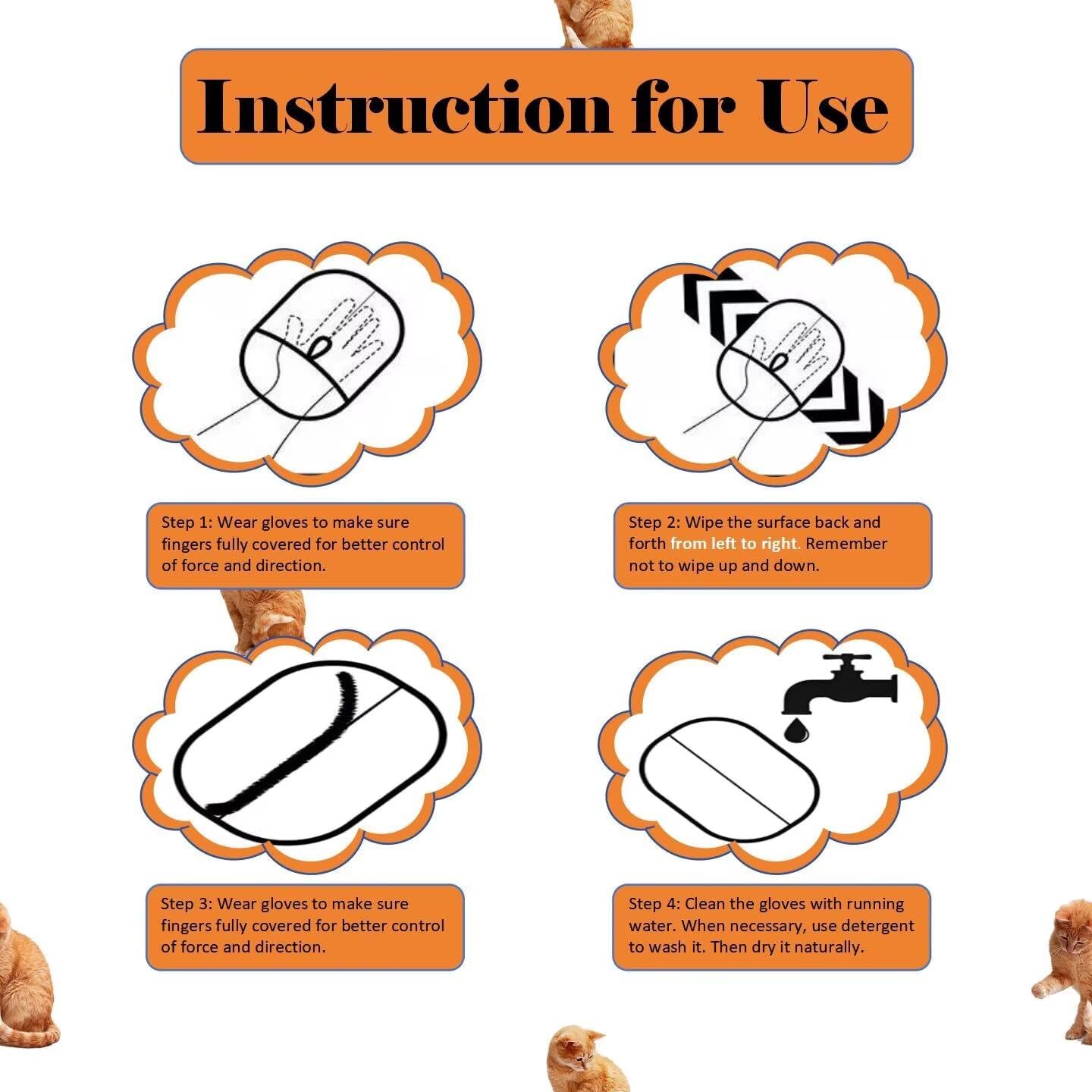 2 PCS Pet Hair Removal Glove for Cats & Dogs, Electrostatic Grooming Gloves for Pet Hair, Reusable Double Sided Static Hair Remover for Couch, Furniture, Carpet & Car Seat