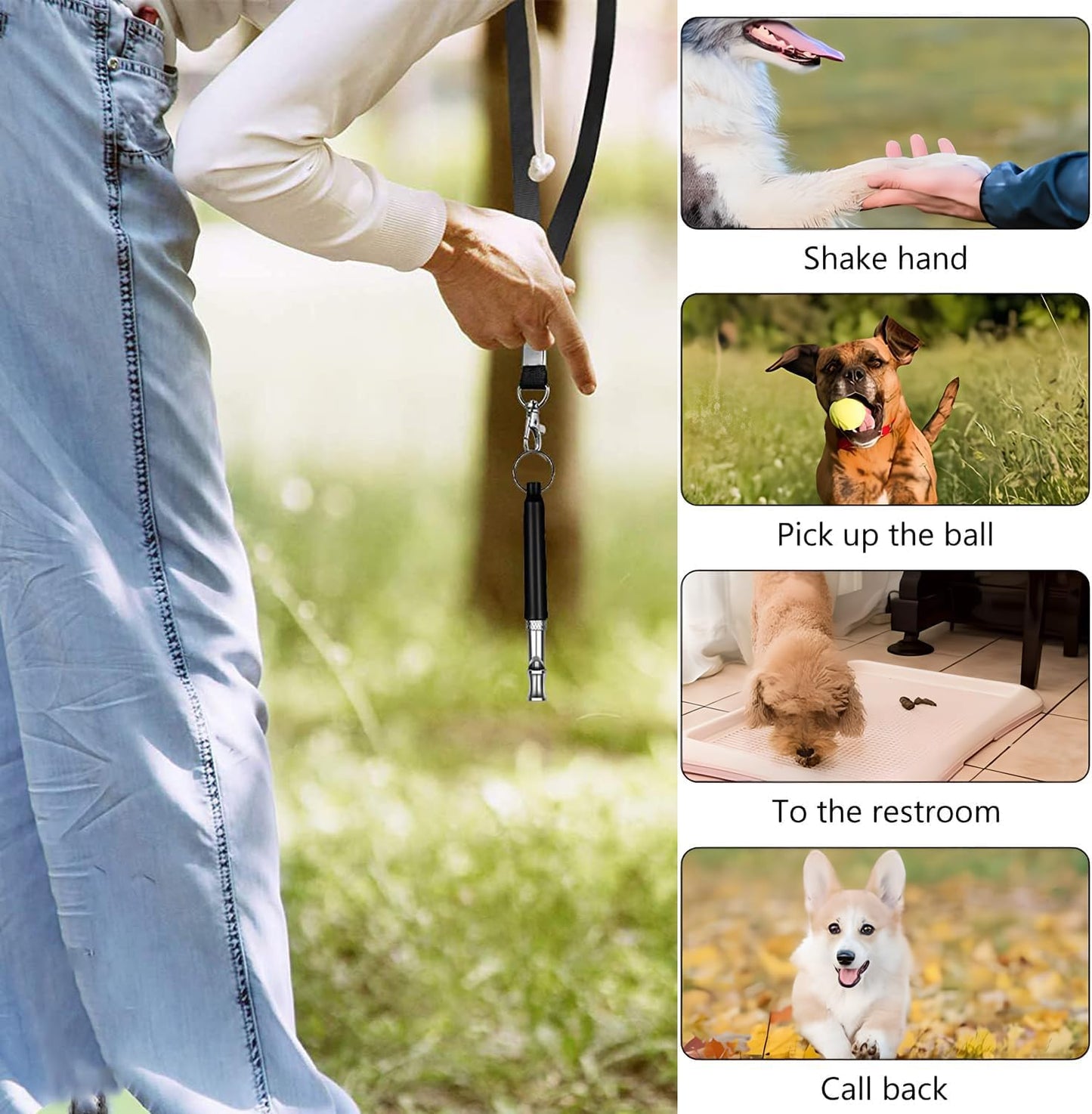 3 Pack Dog Whistle to Stop Barking Neighbors Dog - Adjustable Ultrasonic Silent Dog Whistle for Professional Training & Bark Control, with Lanyard (Black/White) - Effective Recall & Long Range