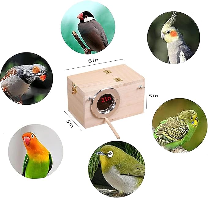 Parakeet Nesting Box, Bird Nest Breeding Box Cage Wood House for Finch Lovebirds Cockatiel Budgie Conure Parrot, 8'' X 5'' X 5''