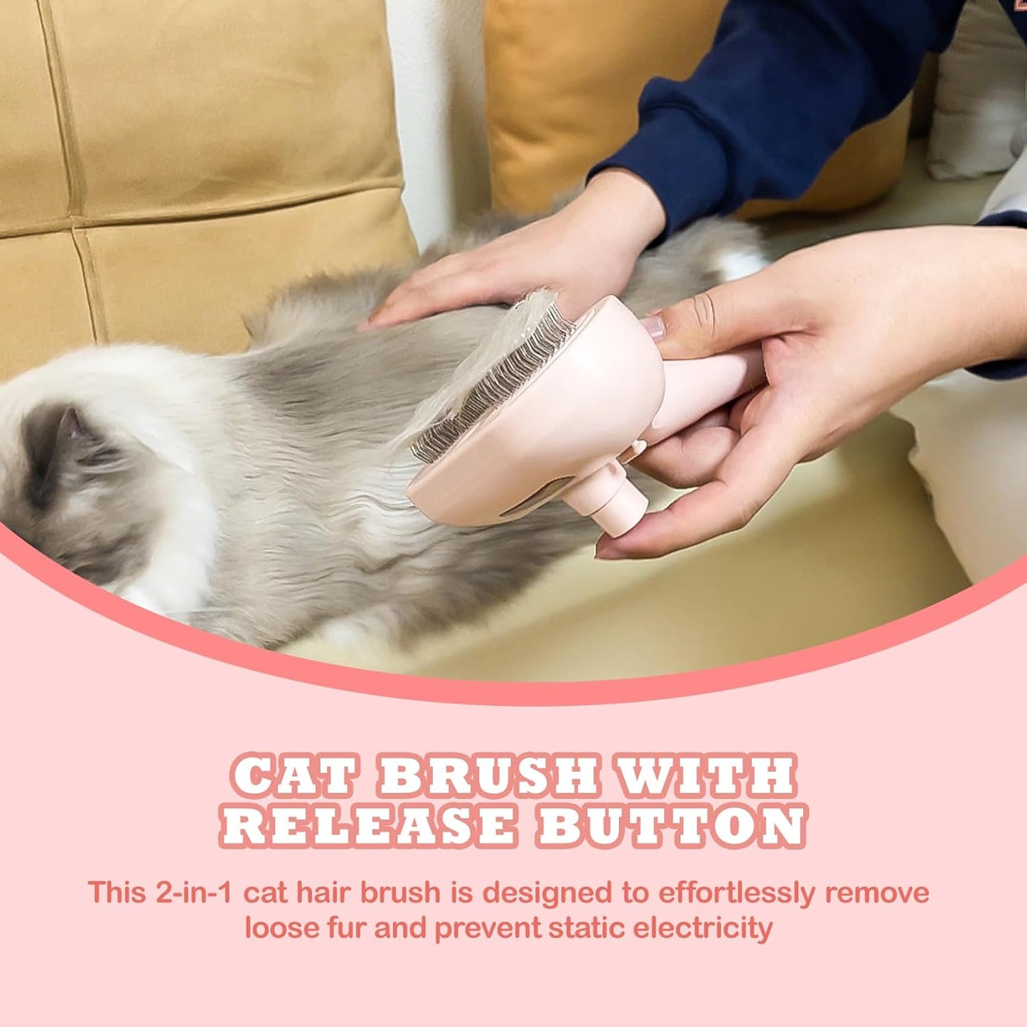 3-in-1 Steam Brush for Cats & Dogs – Hair Removal Comb with One-Click Release & Water Spray – Grooming Brush for Shedding, Long/Short Hair