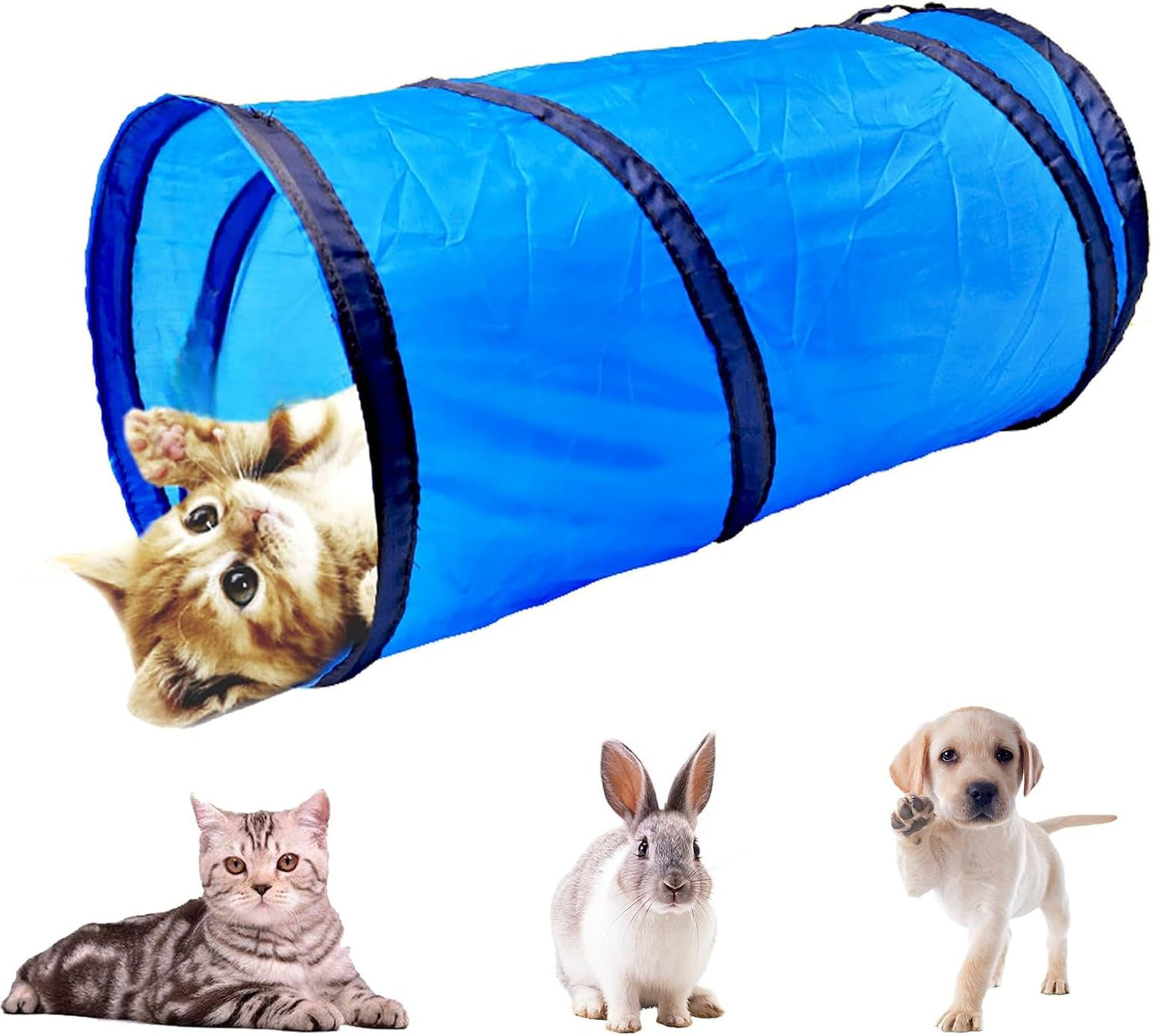 iCAGY Foldable Spiral Cat Tunnel - Indoor Toy for Small Cats, Kittens, and Rabbits - Tube for Interactive Play and Outdoor Fun - Pet Activity Toy 20" 3 Pcs
