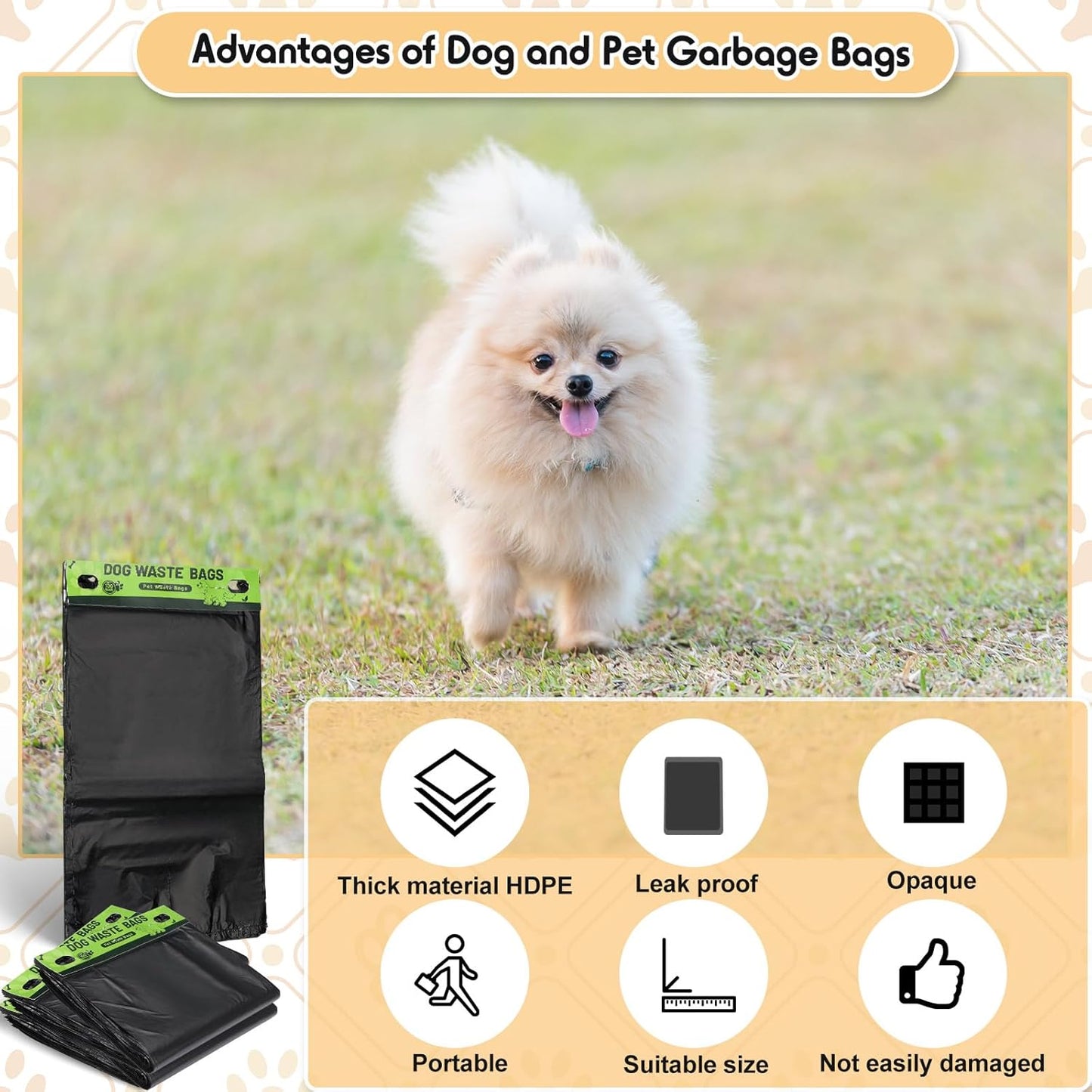 Ireer 5000 Pcs 50 Counts 5000 Pcs Header Bag Bulk Dog Pet Waste Bags Poop Easy Single Pull for Poop Dog Waste Station Fit Hang Hole Dispenser Home Outdoor (Black)