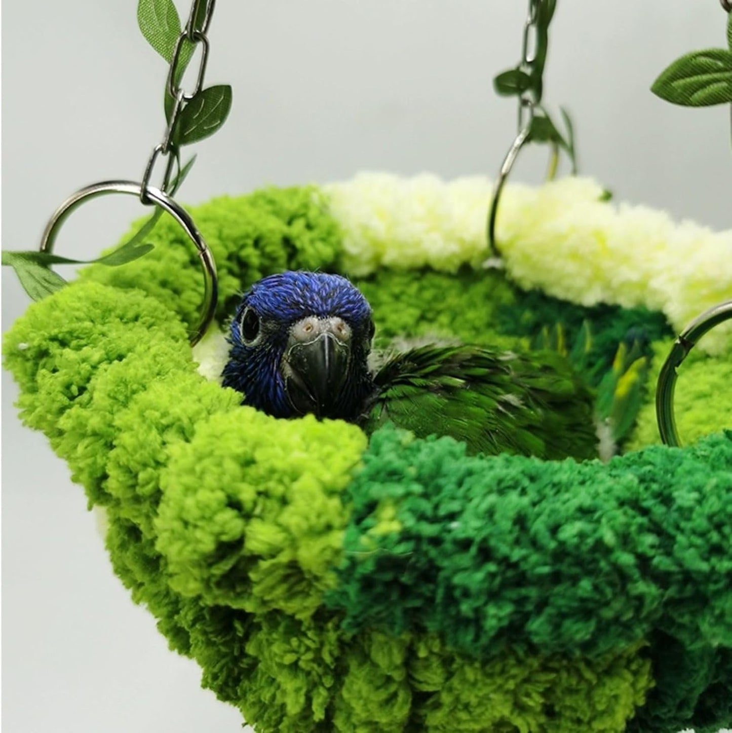 Bird Nest Hanging Hammock Bed Toy for Small Medium Pet Parrot Parakeet Cockatiel Conure Cockatoo Amazon Lovebird Budgie Finch Canary Hamster Rat Gerbils Chinchilla Cage Stand Perch (Green)
