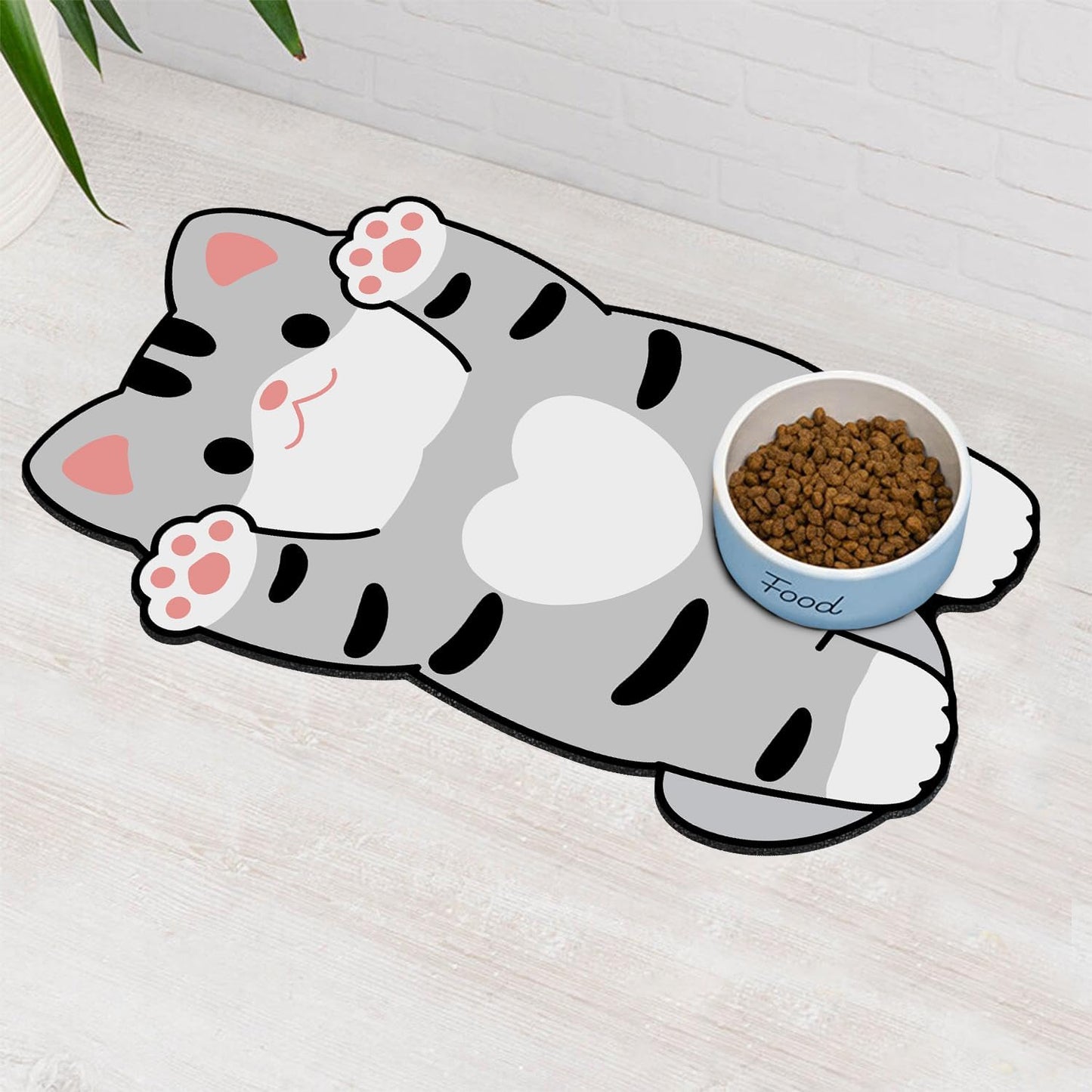 Cat Food Mats for Indoor 24"x14" Cat Feeding Bowl Mat Absorbent Quick Dry Mat Pet Feeding Mat (Grey)