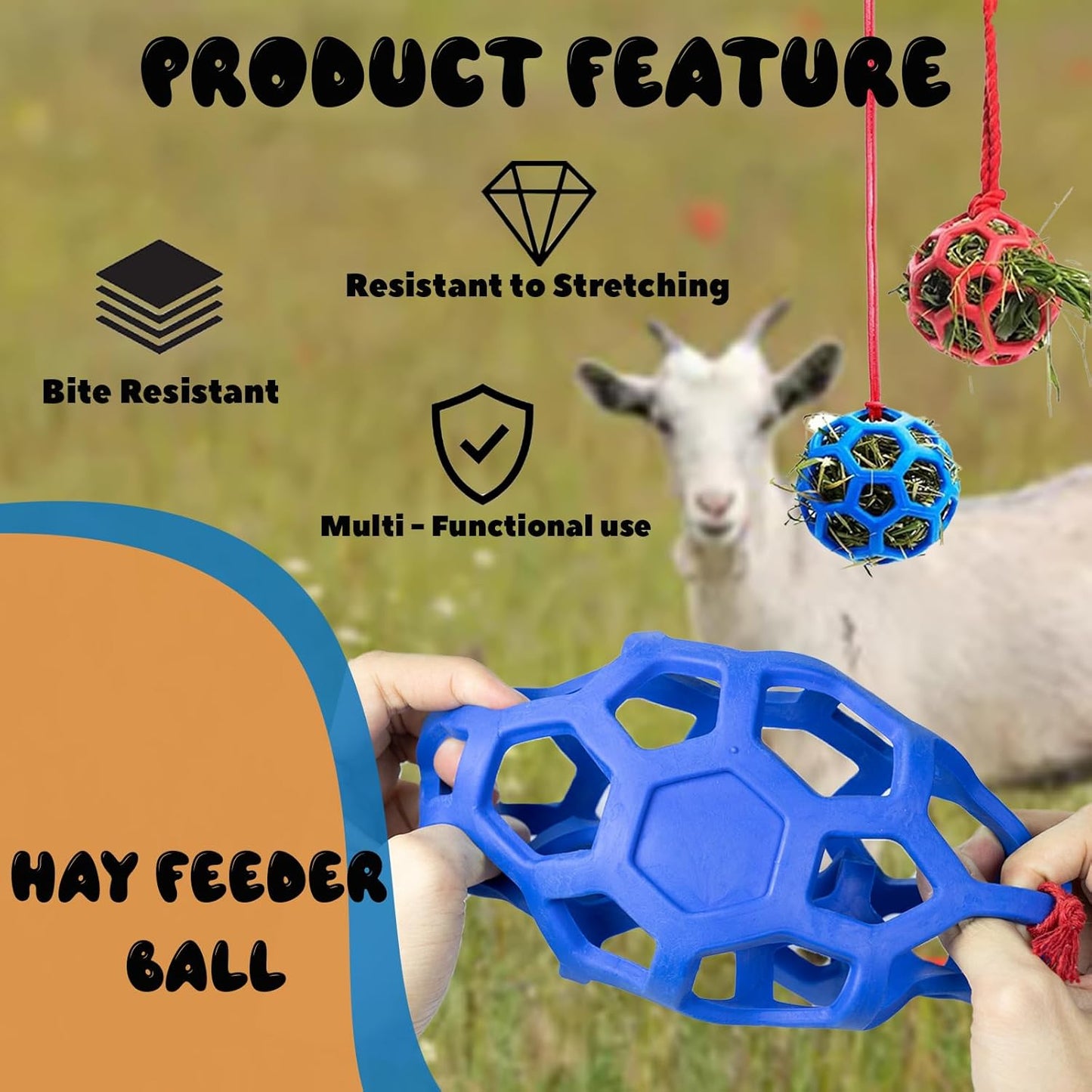 2 Pcs Novelty Hay Ball for Horses to Play with and Relieve Stress, Bright Color Hay Balls for Goats to Avoid Boredom