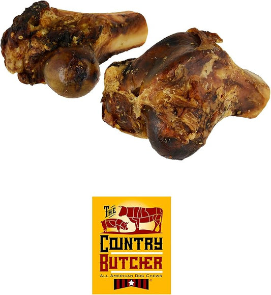 Pork Knuckle Dog Bones for Small to Medium Breed Dog Treat, Natural, Tough, Chew Toy, Made in The USA, 4 Count