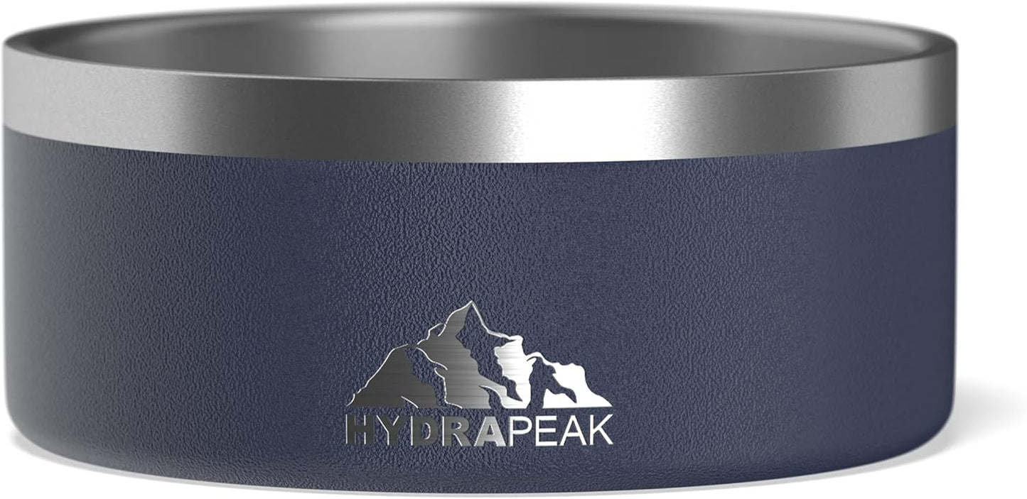 Hydrapeak Dog Bowl; Non Slip Stainless Steel; Water and Food Dish; Large Sized and Small Dogs; 32oz 64oz; Multiple Sizes; 4 Cup | Navy