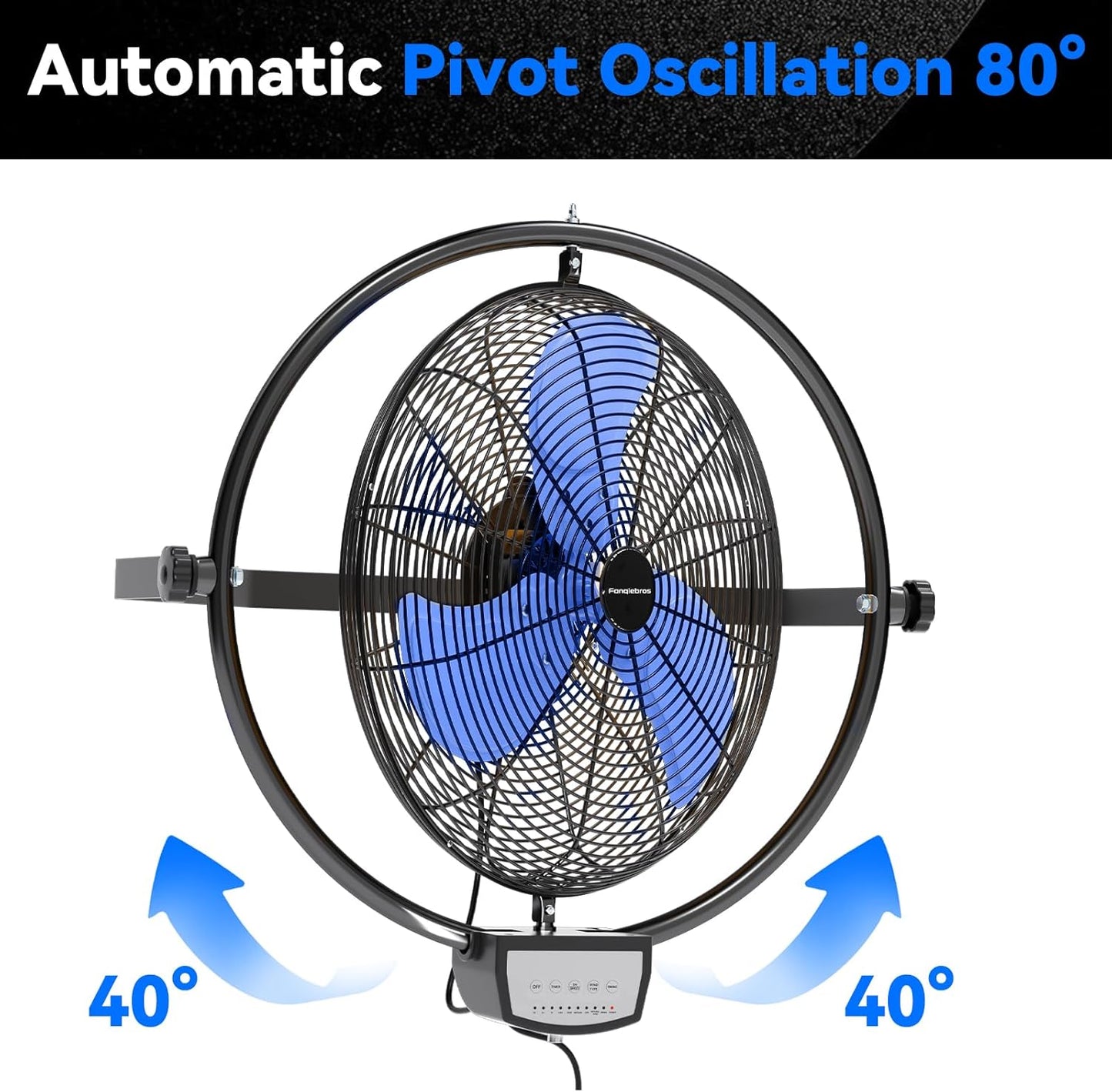 20 IN 5500 CFM Remote Control Wall Mount Fan, 3 Speed High Velocity Wall Fan with Timer, Oscillation & Tilting, Air Circulator for Garage, Commercial, Greenhouse, Warehouse & Gazebo Use, UL Listed