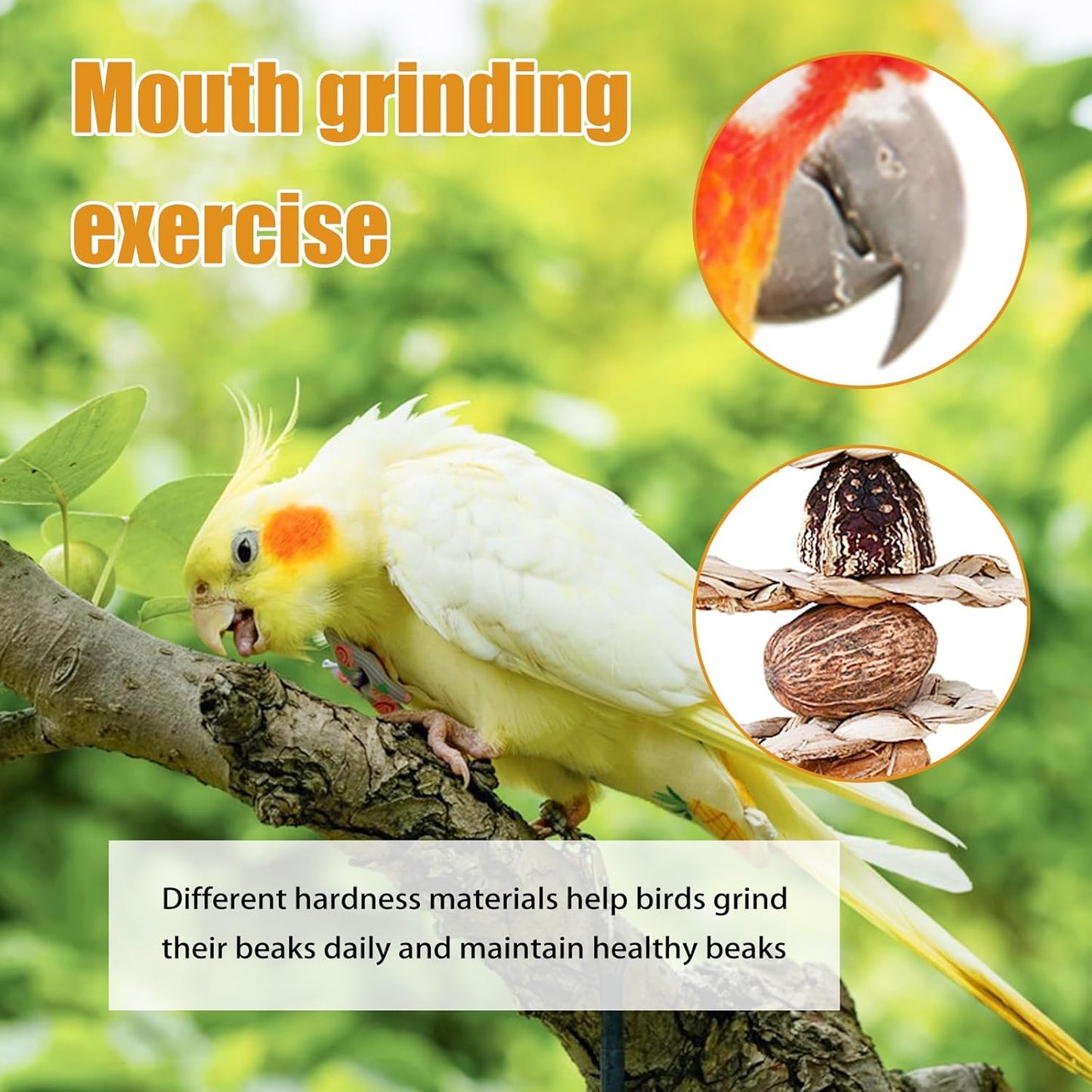 Bird Toys ：Straw-Woven Parrot Toys,Parakeet Chewing Hanging Toy Bird Cage Accessories，Suitable Parrots Budgies Cockatiels Lovebird Monk Parakeet Amazon Parrot Sun Conure