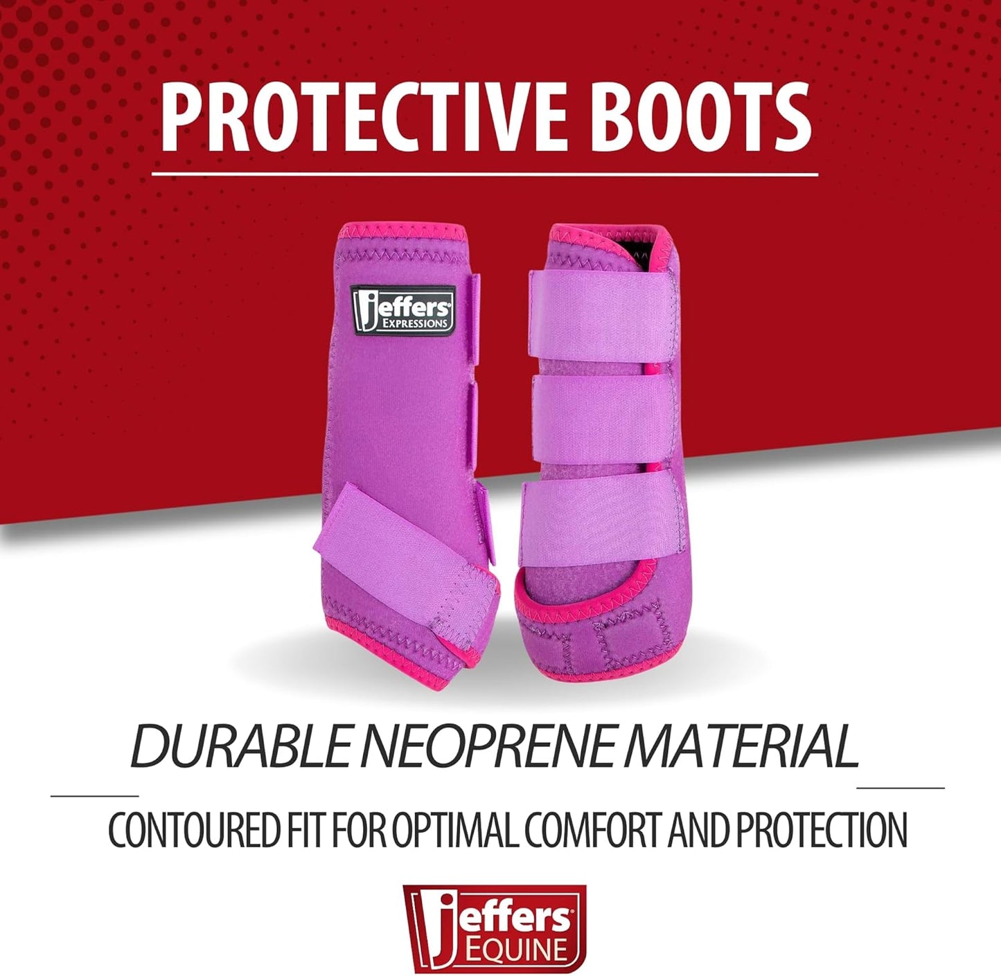 Jeffers Expression Neon Horse Boots 1 Pair - Purple & Pink, Breathable Neoprene, Secure Strap Closures, Durable Premium Protection for Jump Training & Trail Riding - Front & Hind, Large Size