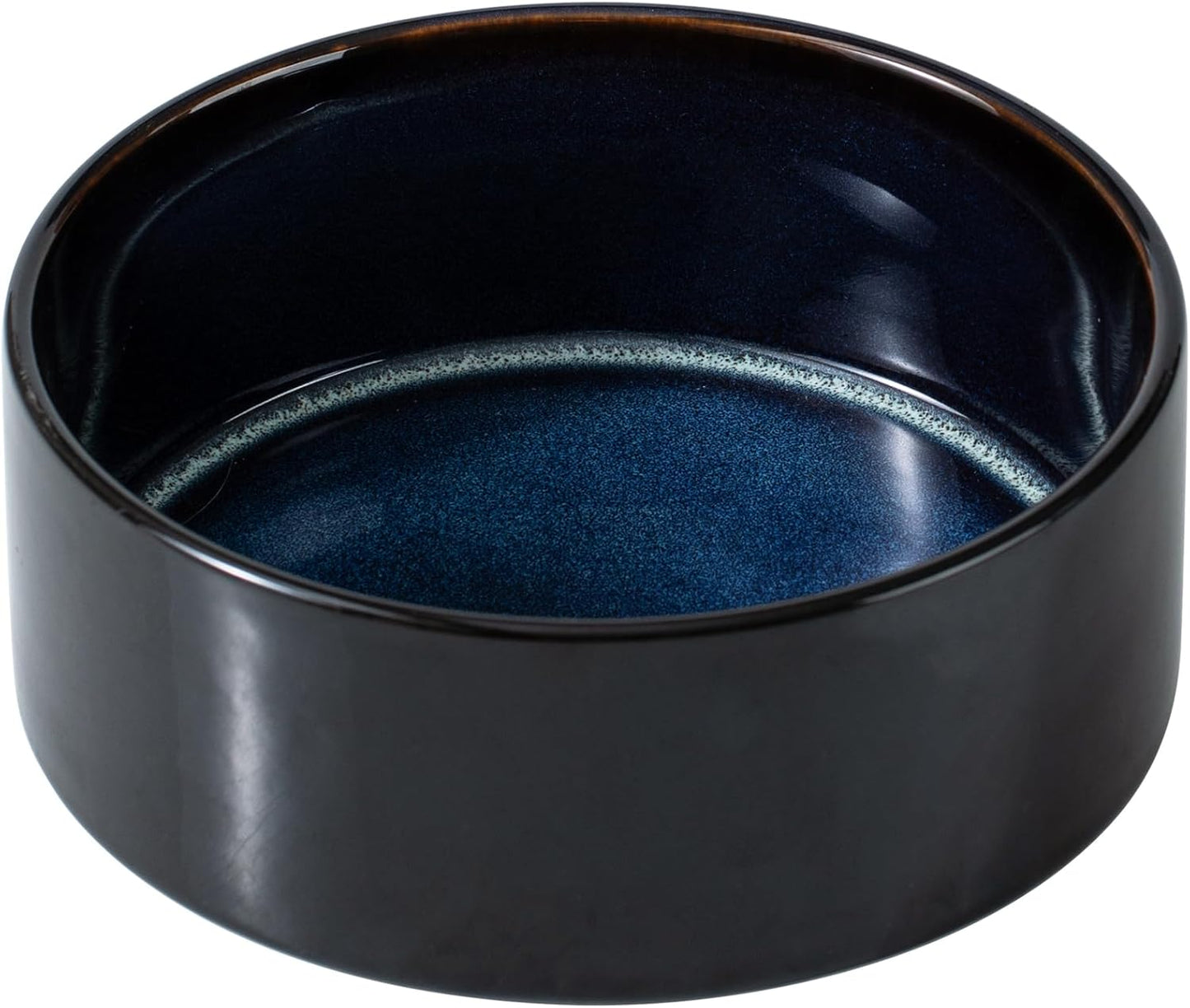 Ceramic 6.1inch Dog Bowl for Small Breed Dogs, Anti-Slip and Weighted Pet Food and Water Dishes (Single Bowl, Starry Sky)