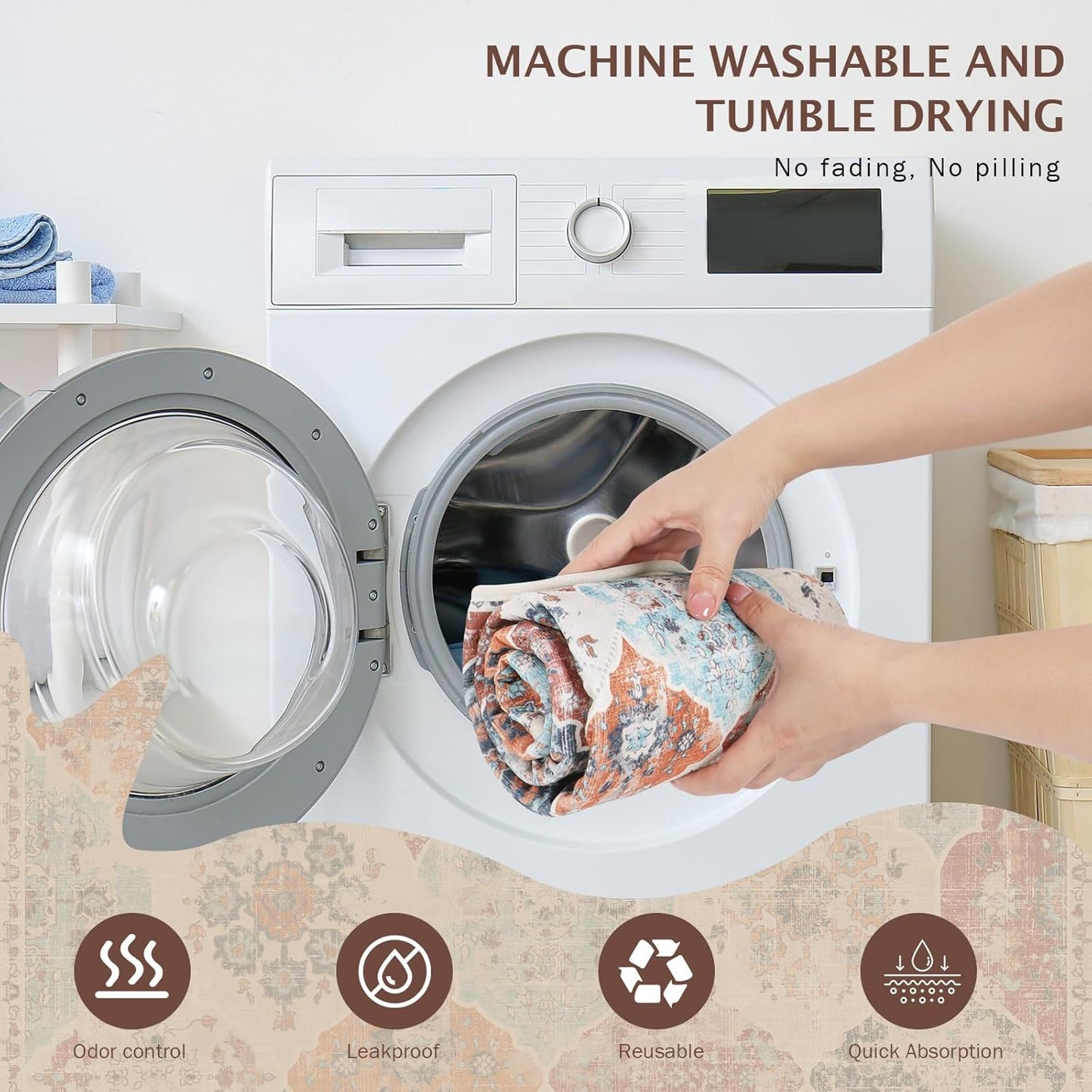 IEUUMLER Washable Pee Pads for Dogs, 2 Pack Reusable Non-Slip Grip, Super Absorbent Waterproof Puppy Pads for Potty Training, Playpen, Crate, Whelping Box EU011 (Orange, 36" x 41")