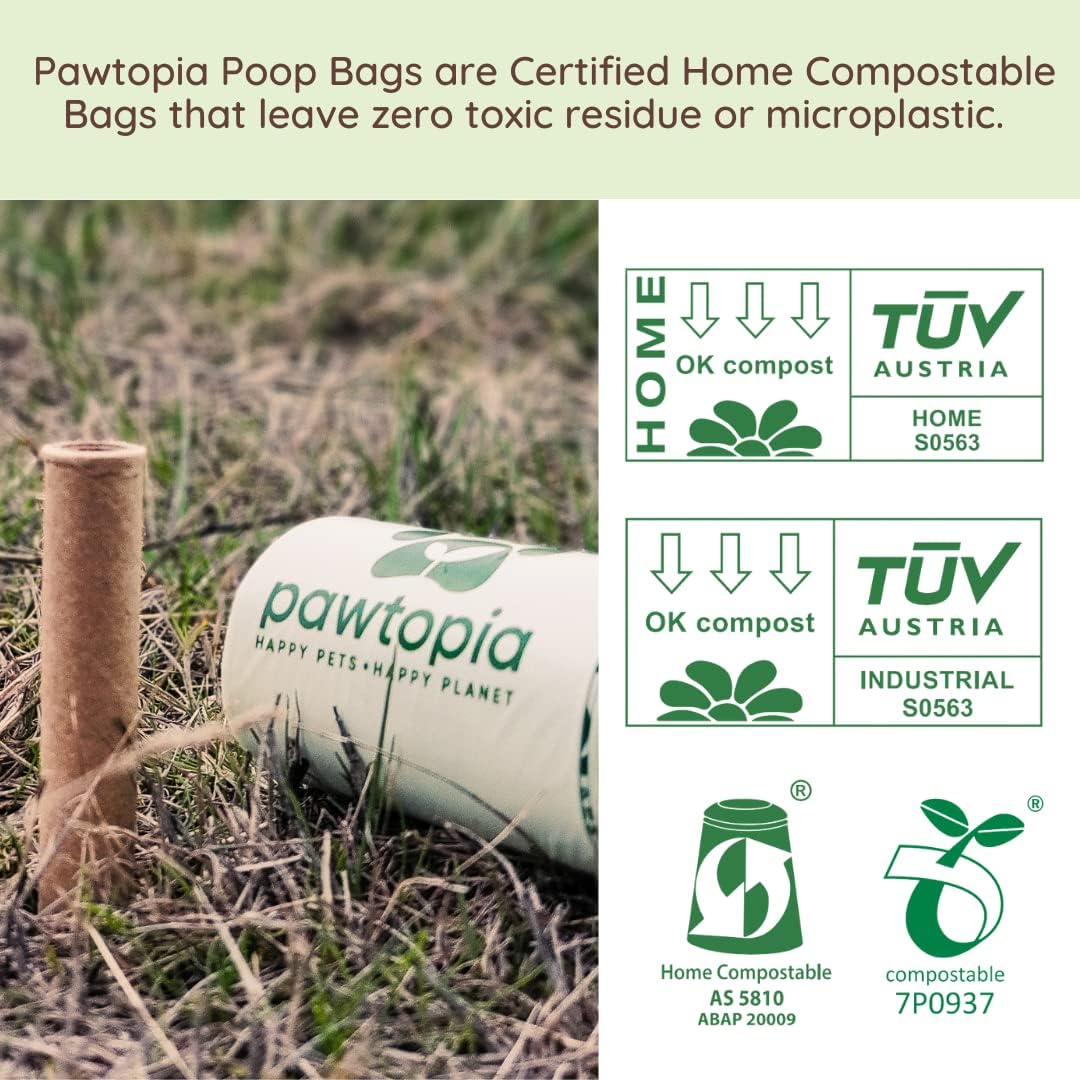 Biodegradable Dog Poop Bags, 60 Count, Certified Home Compostable, Leak-Proof, Easy Open, Standard Size, Supports Sustainable Living