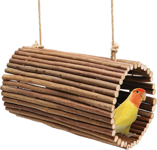 Bird Parrot Swing Toys, Hanging Bird Perch Stand, Natural Willow Wood Parrot Hammock, Bird Cage Accessories, Suitable for Little Bird Parakeets Cockatiels Lovebirds Hamster Rat (6.3" in Diameter)