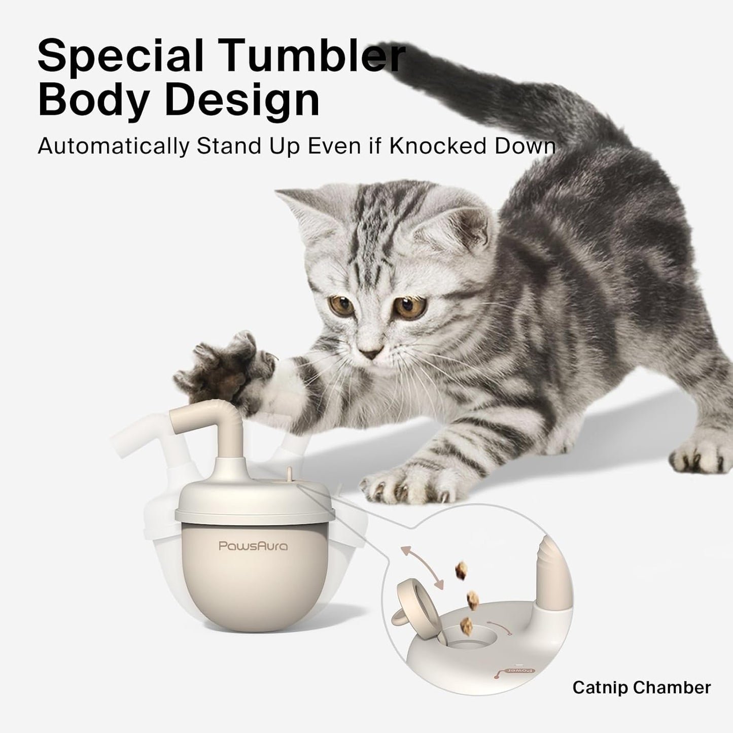 Cat Laser Toys, Automatic Cat Laser Toy Tumbler Design, Rechargeable Cat Laser Pointer 360°Irregular Rotation, 3 Modes Interactive Cat Toy for Indoor Cats of All Ages and Sizes (Beige)