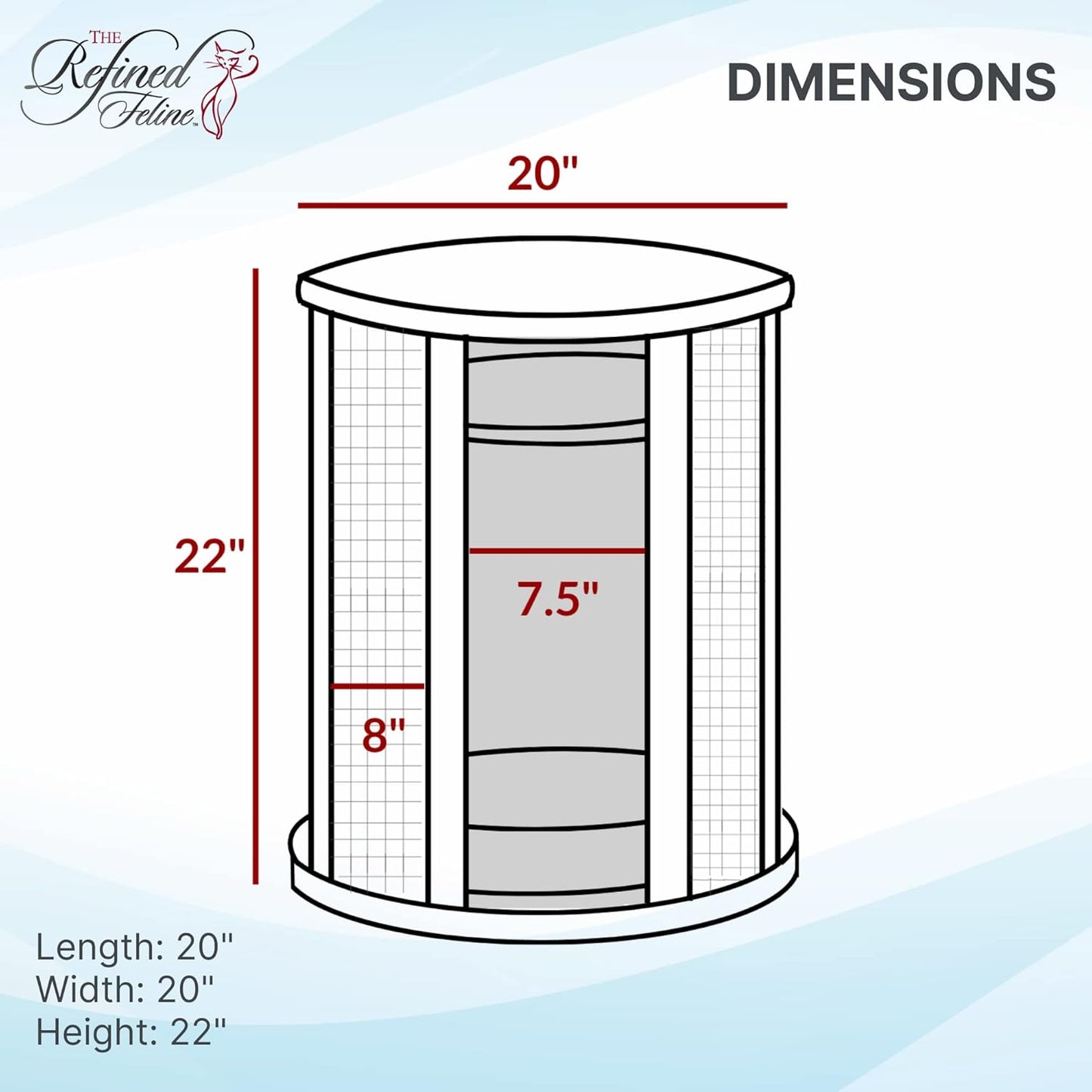 THE REFINED FELINE Purrrrfect End Table Cat Bed Cave in Smoke Gray, Multipurpose Wood Cat Furniture Nightstand, Easy to Clean Covered Cat Bed with Replaceable Scratching Post & Washable Cushion