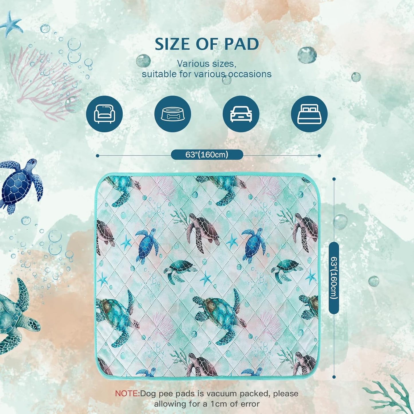 IEUUMLER Washable Pee Pads for Dogs, 1 Pack Reusable Waterproof Puppy Pads, Non-Slip Super Absorbent Dog Training Pad for Playpen Crate Bed EU012