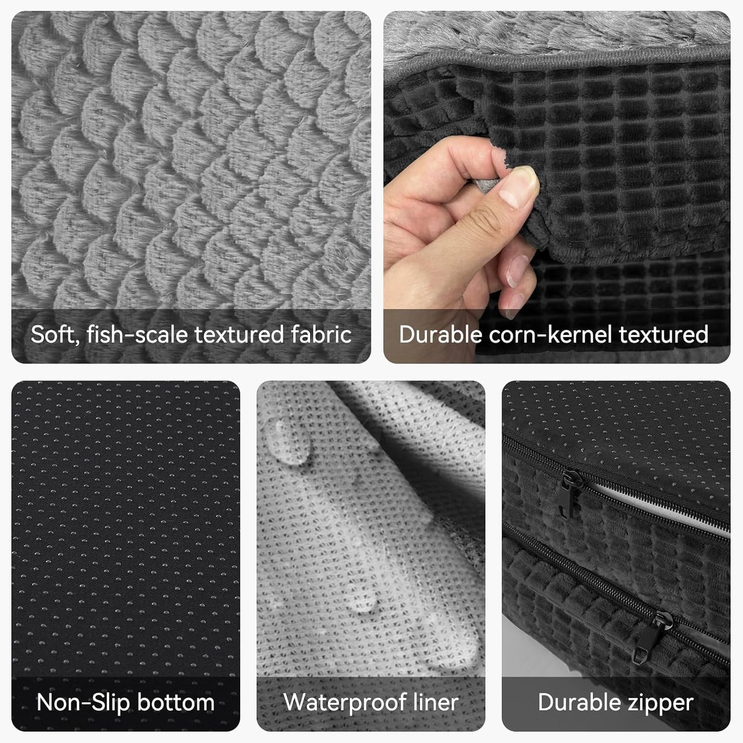 JOEJOY Orthopedic Dog Bed for Extra Large Dogs, Egg-Crate Memory Foam Pet Bed with Bolster Sides, Waterproof Lining, Removable Washable Cover & Non-Slip Bottom, Black