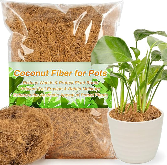 MAQIHAN Natural Coconut Husk Fiber - Organic Coconut Husk Silk for Plants,Bird Nesting Material,Organic Coco Coir for Plants,Perfect for Greenery Covering,Home Decoration,Gardening,Outdoor Use