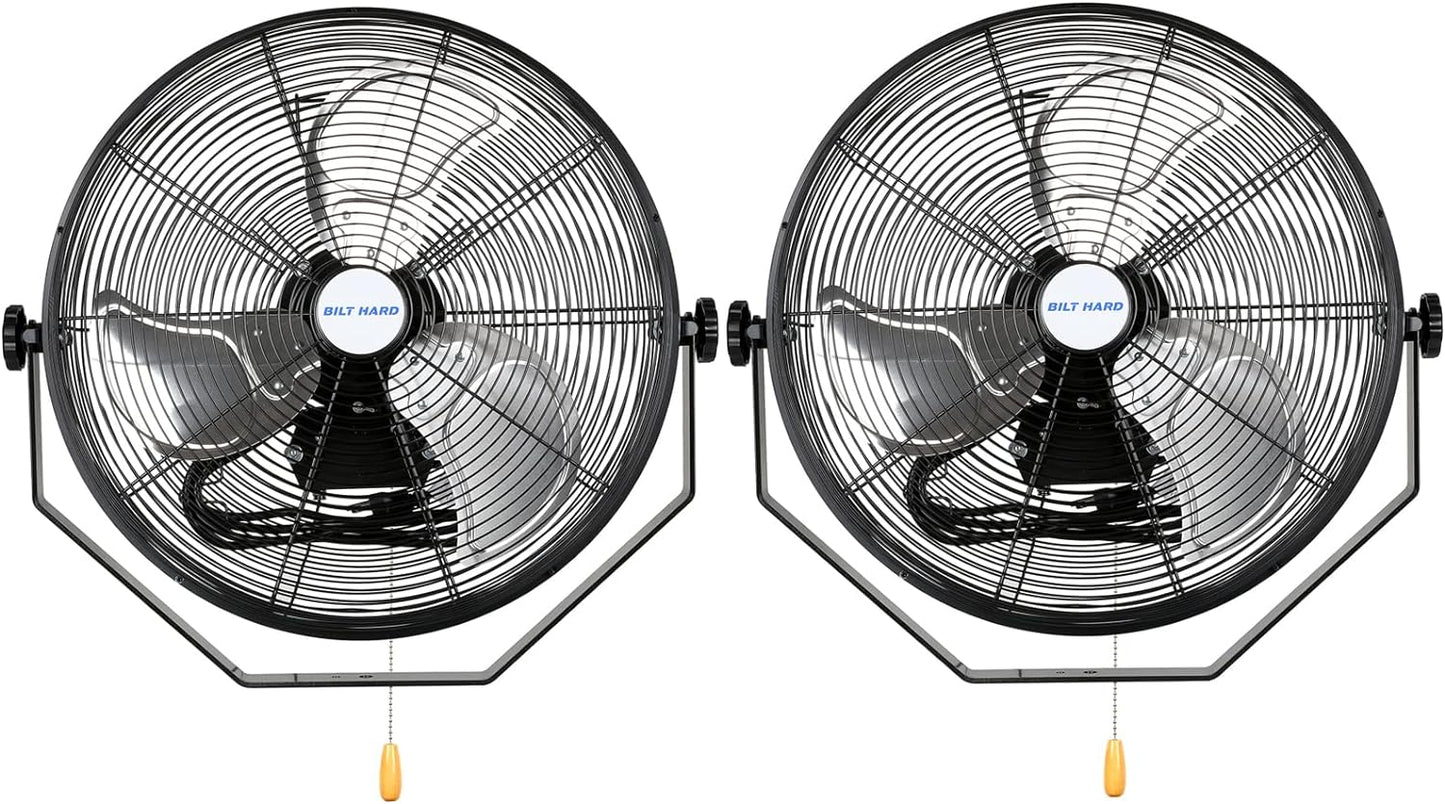 BILT HARD 20 inch Industrial Wall Fan, 4600 CFM, 3-Speeds High Velocity Wall Mount Fan with Sealed Motor, 2 Pack