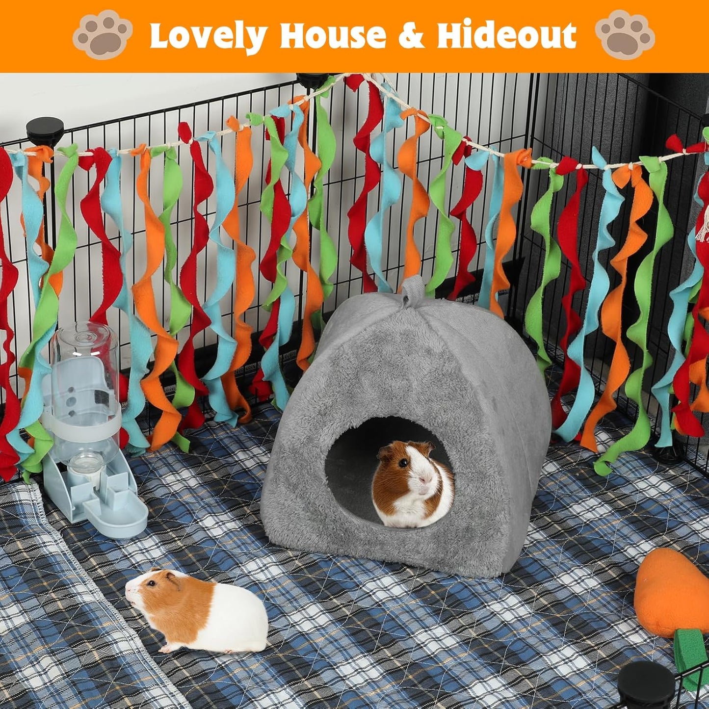 BWOGUE Guinea Pig House Bed Cozy Hamster Cave Large Hideout for Dwarf Rabbits Hedgehog Bearded Dragon Winter Nest Hamster Cage Accessories