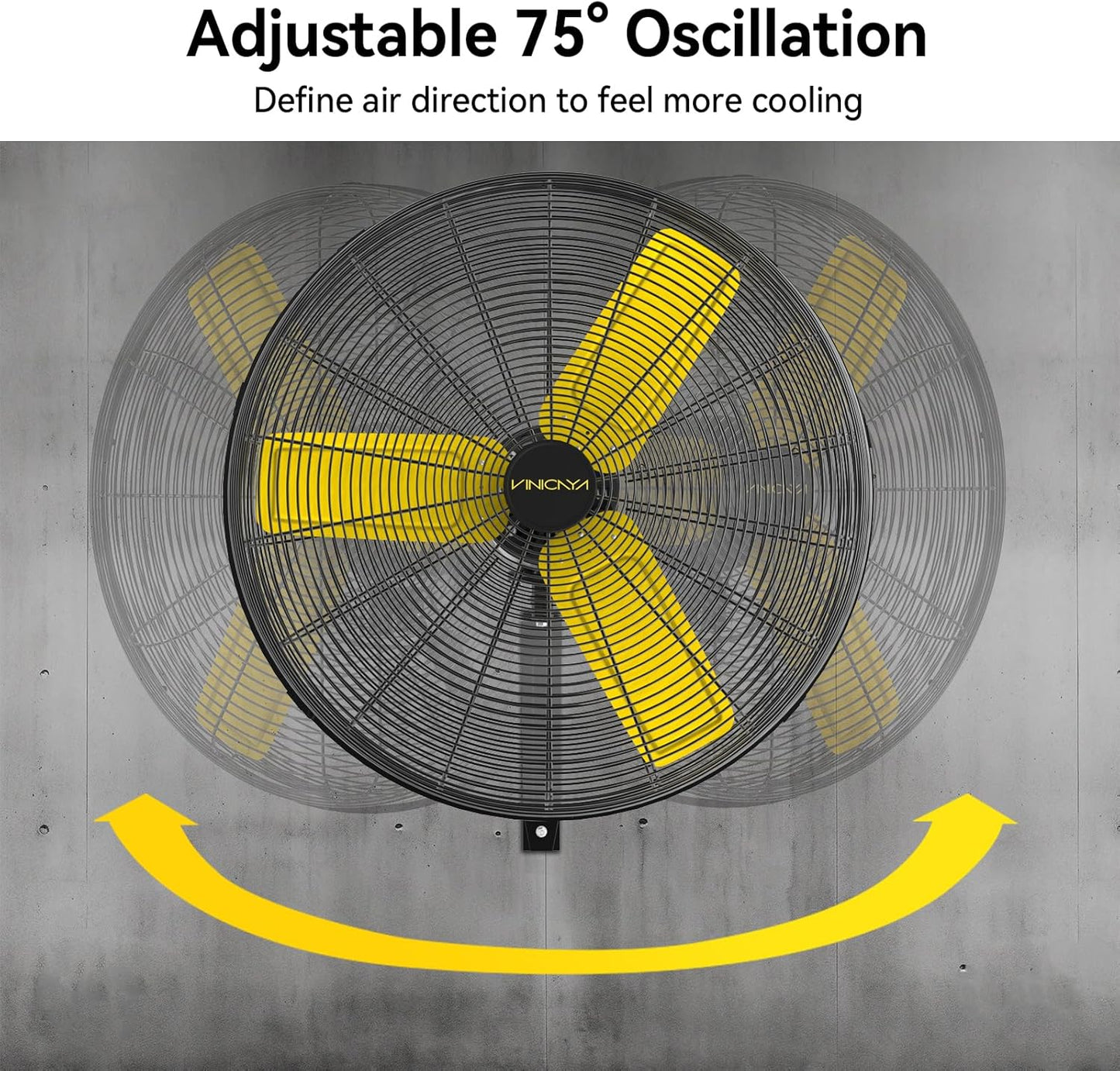 30 Inch Industrial Wall Mount Fan Oscillating, 8900 CFM Commercial Metal Wall Fans with Poweful Motor, 3 Speed, Heavy Duty Construction Indoor for Warehouse, Workshops, and Garage, UL Listed