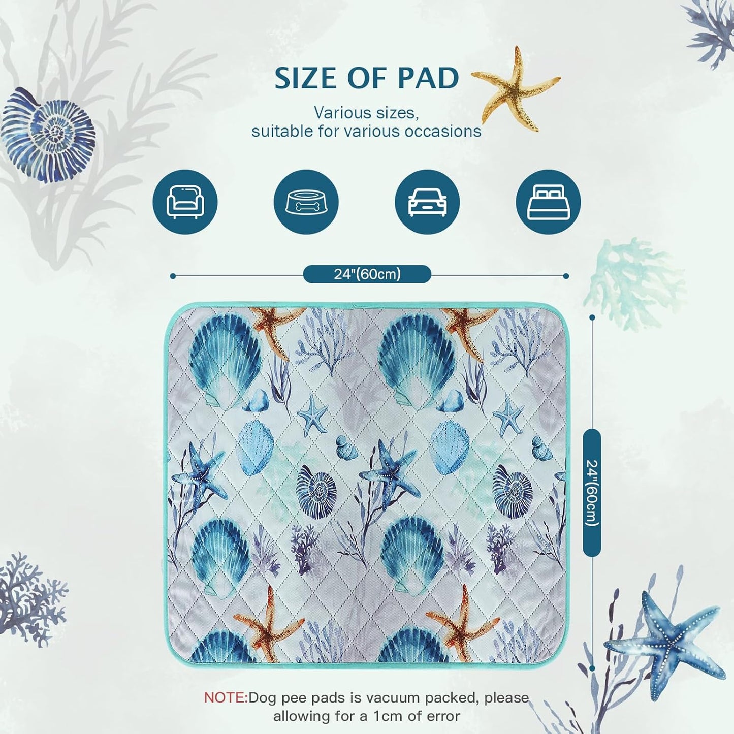 IEUUMLER Washable Pee Pads for Dogs, 2 Pack Reusable Waterproof Puppy Pads, Non-Slip Super Absorbent Dog Training Pad for Playpen Crate Bed EU012