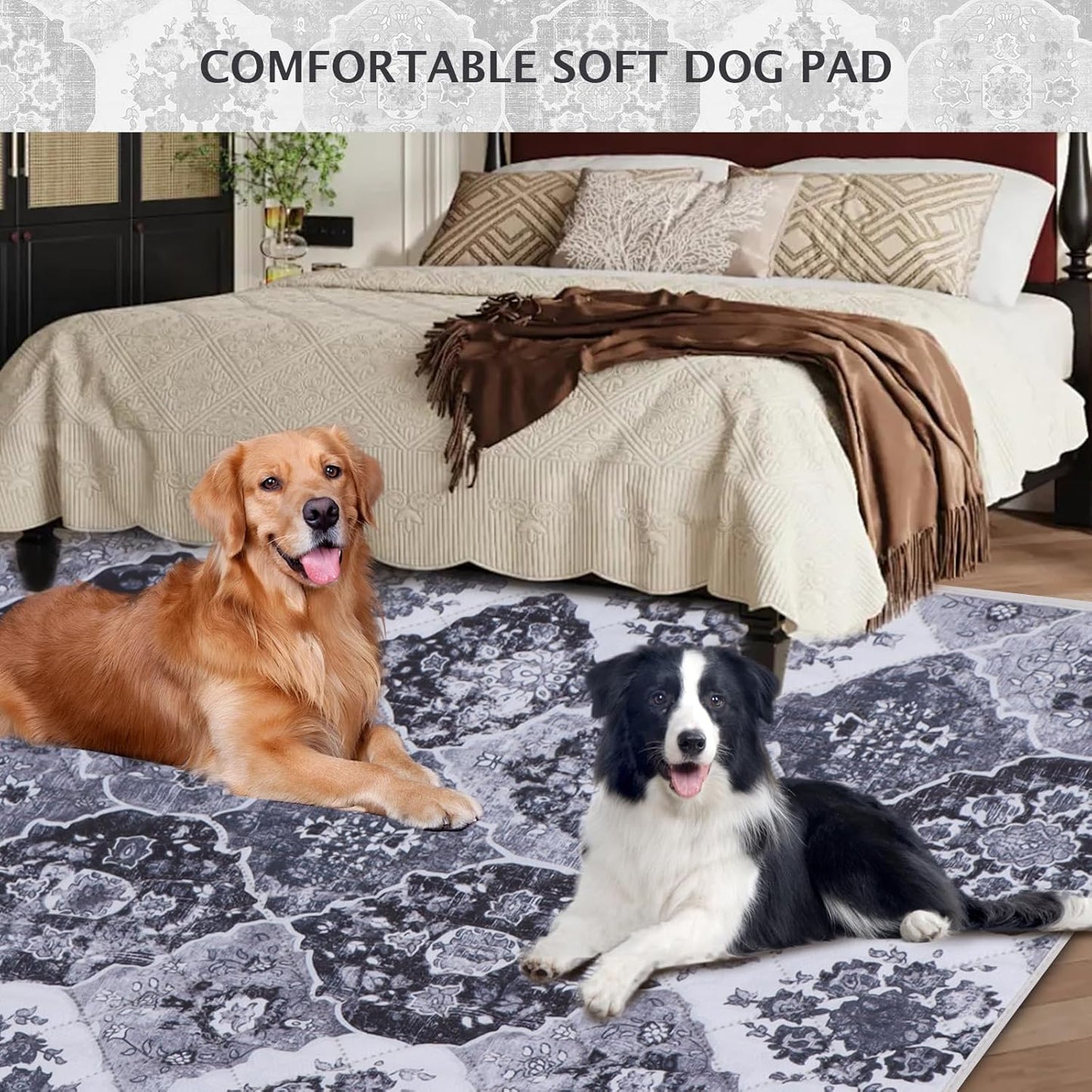 IEUUMLER Washable Pee Pads for Dogs, 2 Pack Reusable Pee Pads for Dogs Non-Slip Grip, Super Absorbent Waterproof Puppy Pads for Potty Training, Playpen, Crate, Whelping Box EU011 Black Grey, 30x20