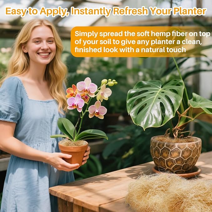 MAQIHAN Natural Plant Fiber - Organic Fiber Material for Bonsai and Crafts,Bird Nesting Material,White Garden Fibers for Potted Plants,Greenery Covering,Home Decoration,Gardening,Outdoor Use