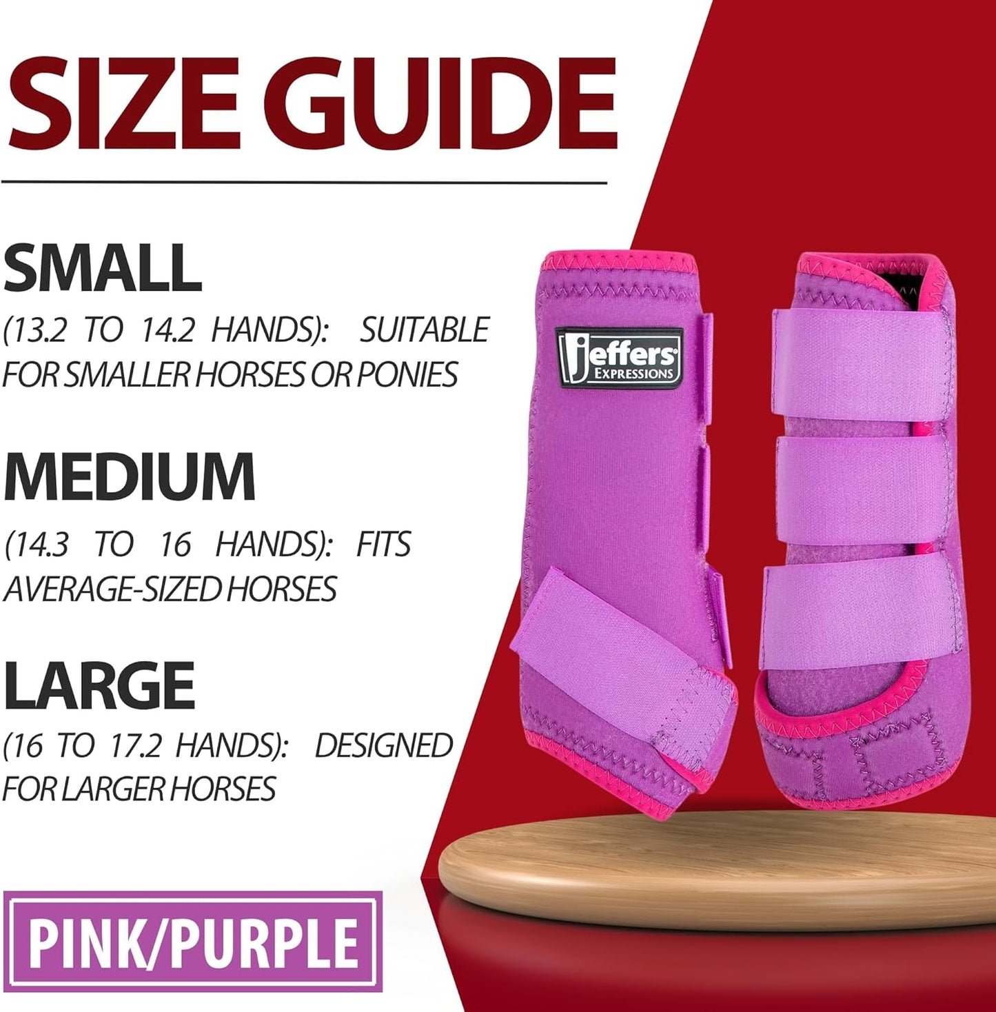 Jeffers Expression Neon Horse Boots 1 Pair - Purple & Pink, Breathable Neoprene, Secure Strap Closures, Durable Premium Protection for Jump Training & Trail Riding - Front & Hind, Medium Size