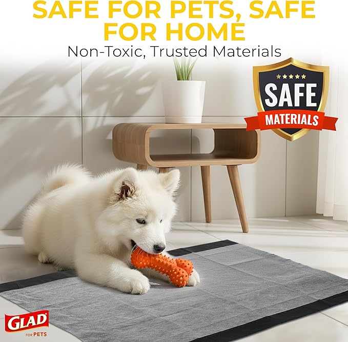 Glad for Pets JUMBOSIZE/XL Charcoal Puppy Pads, AllinOne Black Training Pads That ABSORB & Neutralize Urine Instantly New & Improved Quality, 50 Count (Pack of 1)